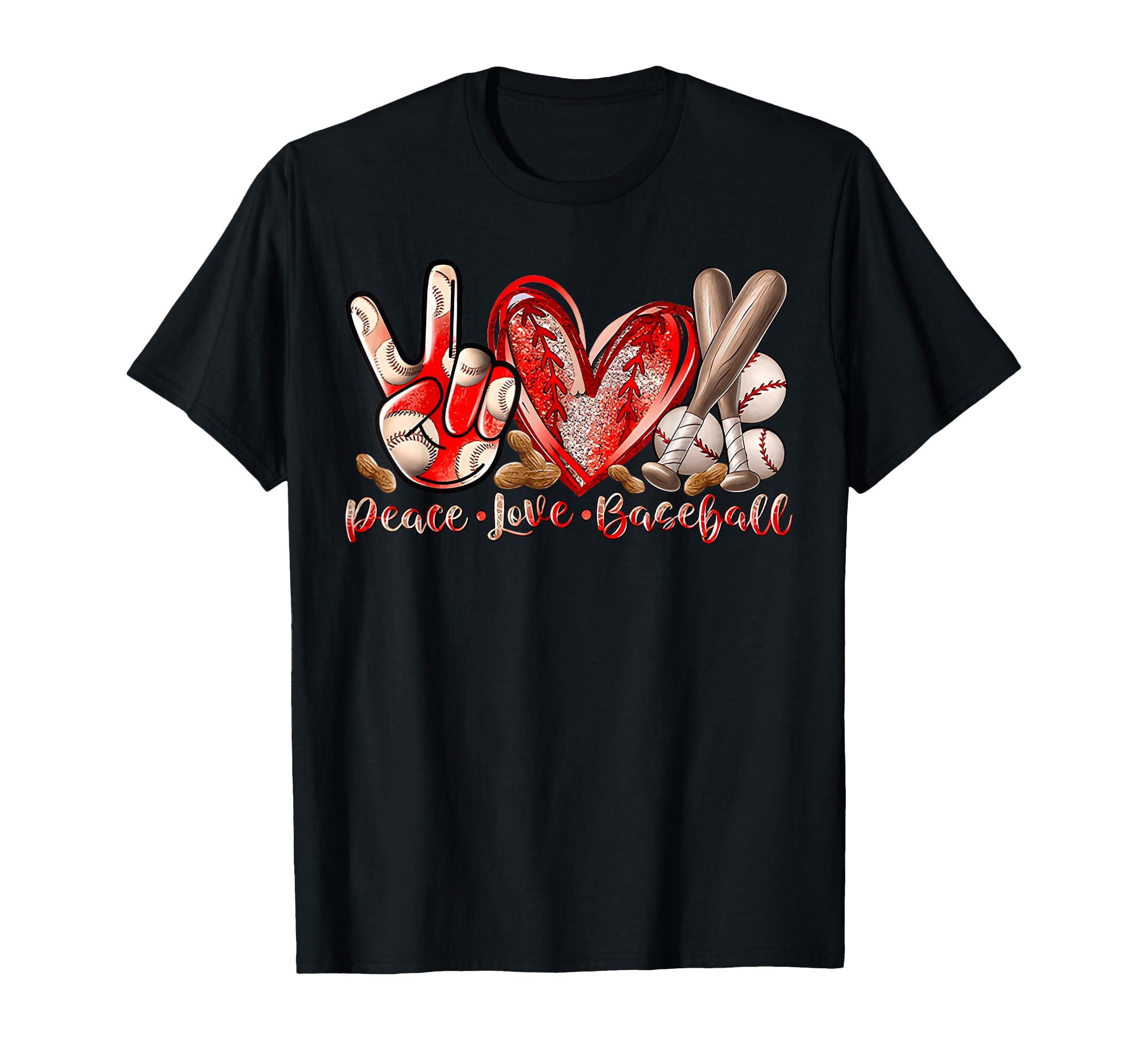 Peace Love Baseball Art Baseball Player T-Shirt - Trendy Graphic Men Women - T-Shirt, Sweatshirt, Hoodie