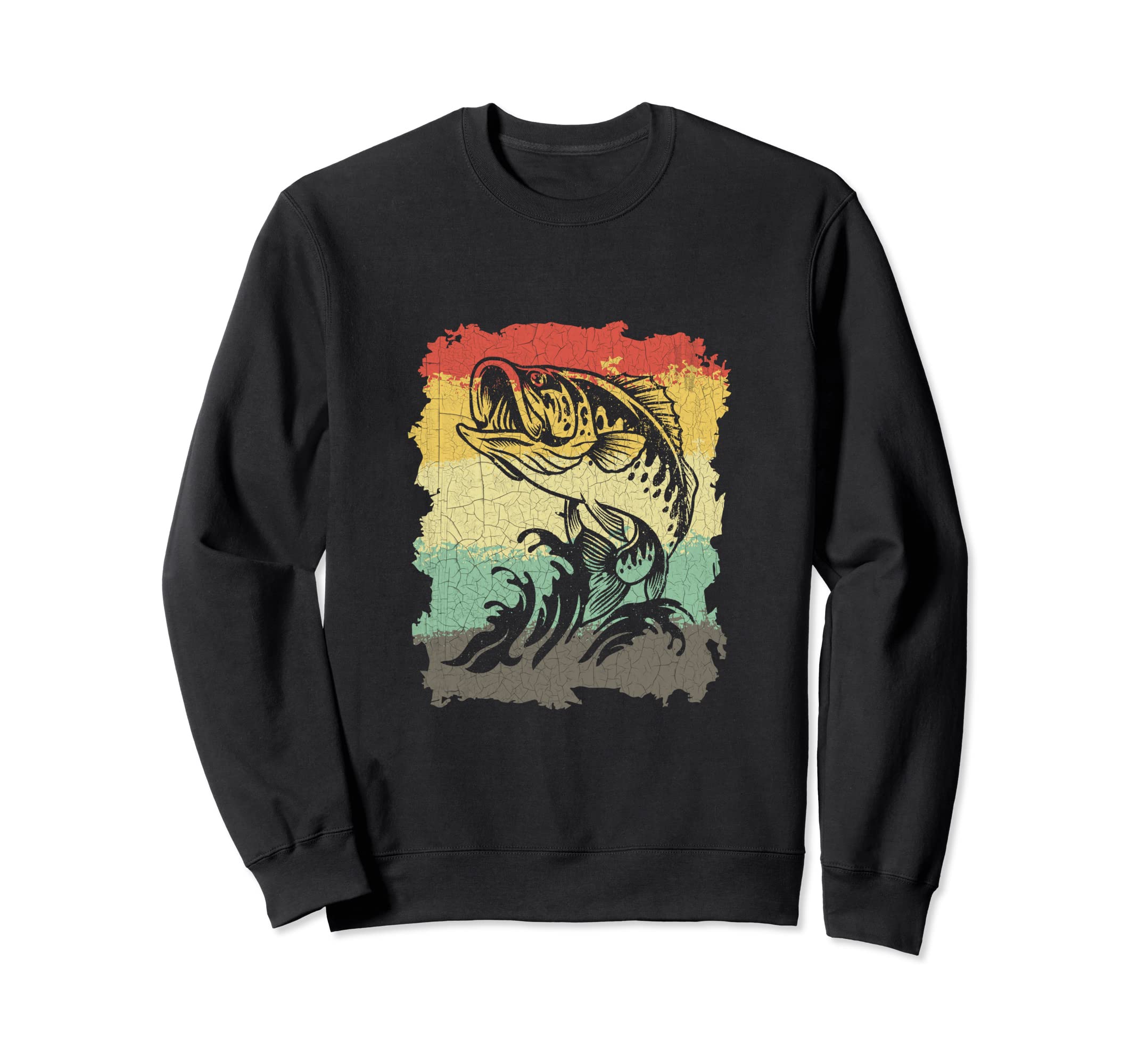 Bass Fishing Distressed Fishermen Sweatshirt - Custom Art Print Unisex - T-Shirt, Sweatshirt, Hoodie