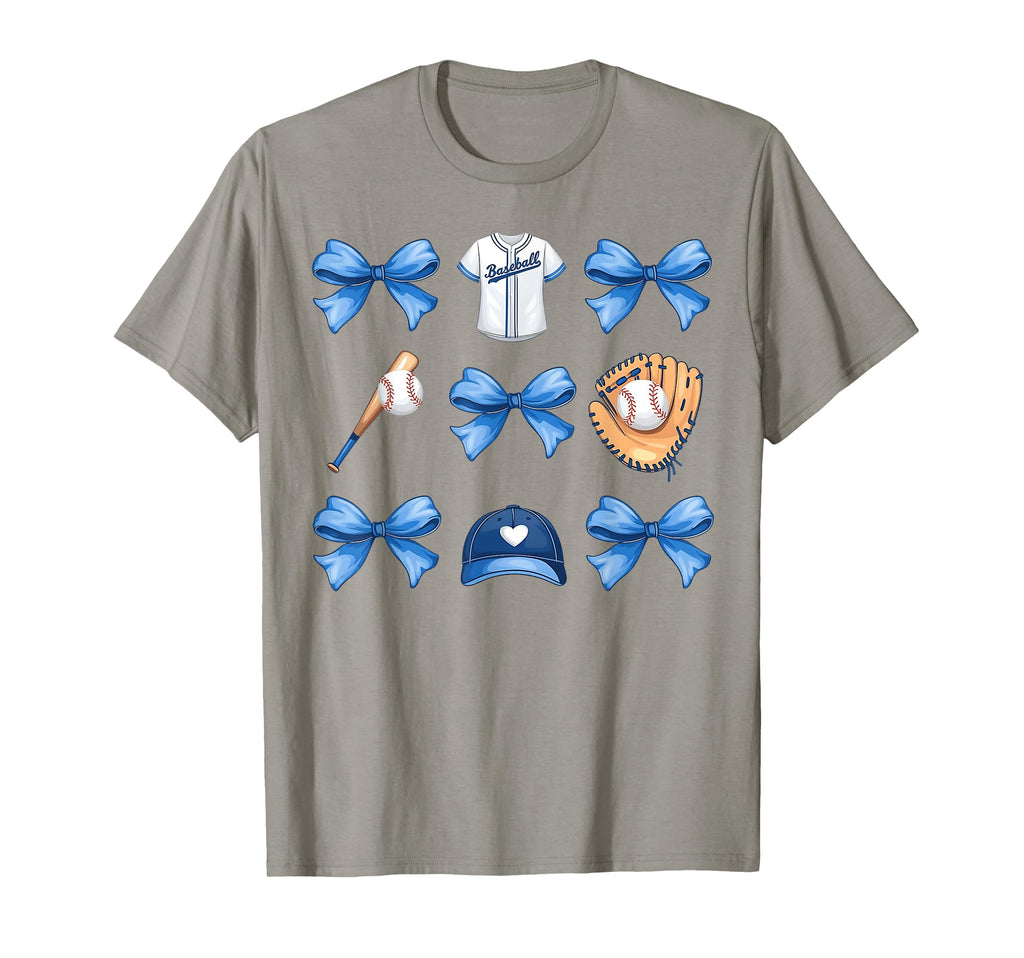 Baseball Game Day Blue Coquette Bow T-Shirt - Trendy Graphic for Adults - T-Shirt, Sweatshirt, Hoodie