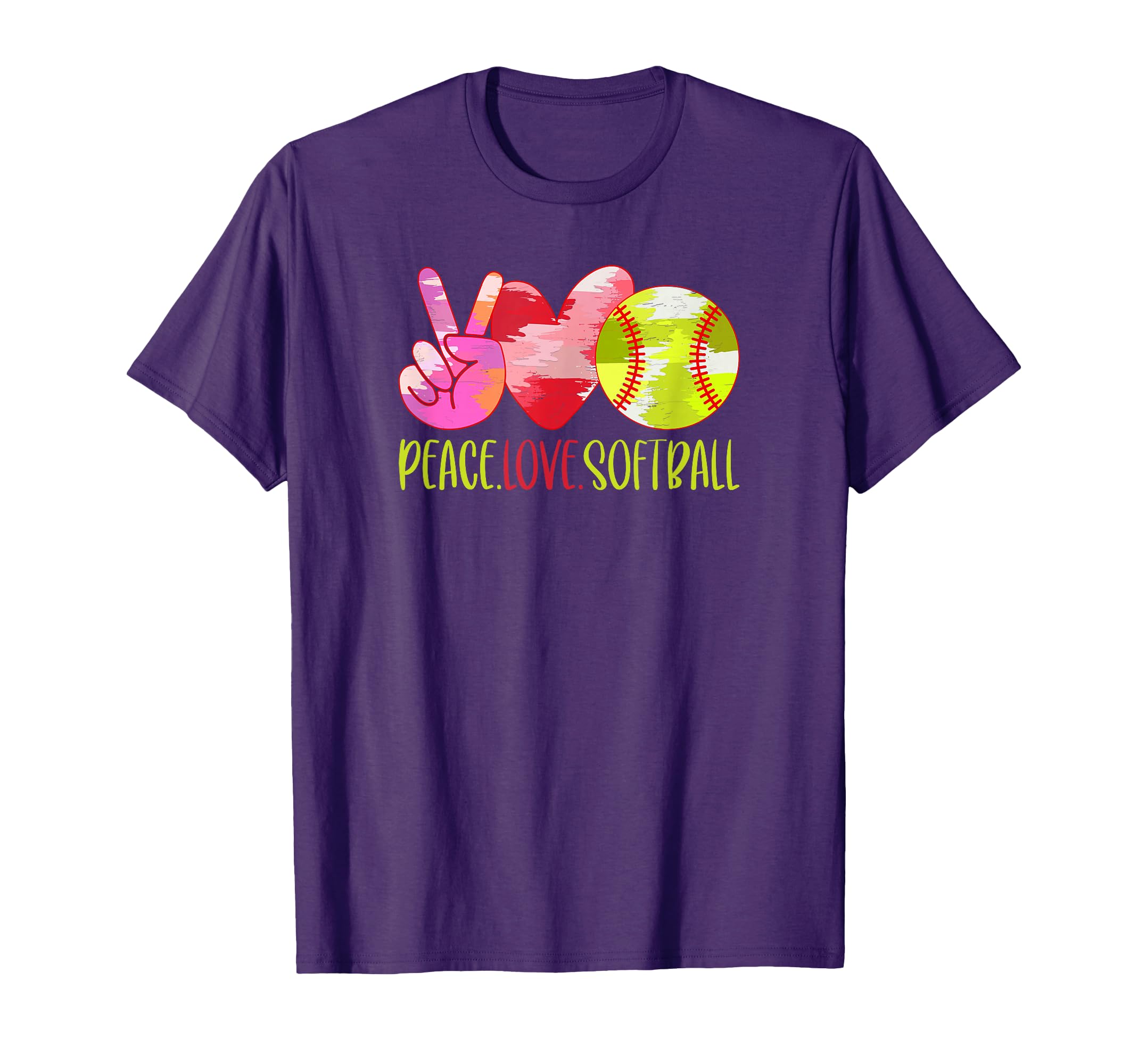 Peace Love Softball Mom Fastpitch T-Shirt - Fun Novelty Design Men Women - T-Shirt, Sweatshirt, Hoodie