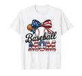 Baseball Mom Usa Flag Bow Support T-Shirt - Casual Everyday Wear Unisex - T-Shirt, Sweatshirt, Hoodie