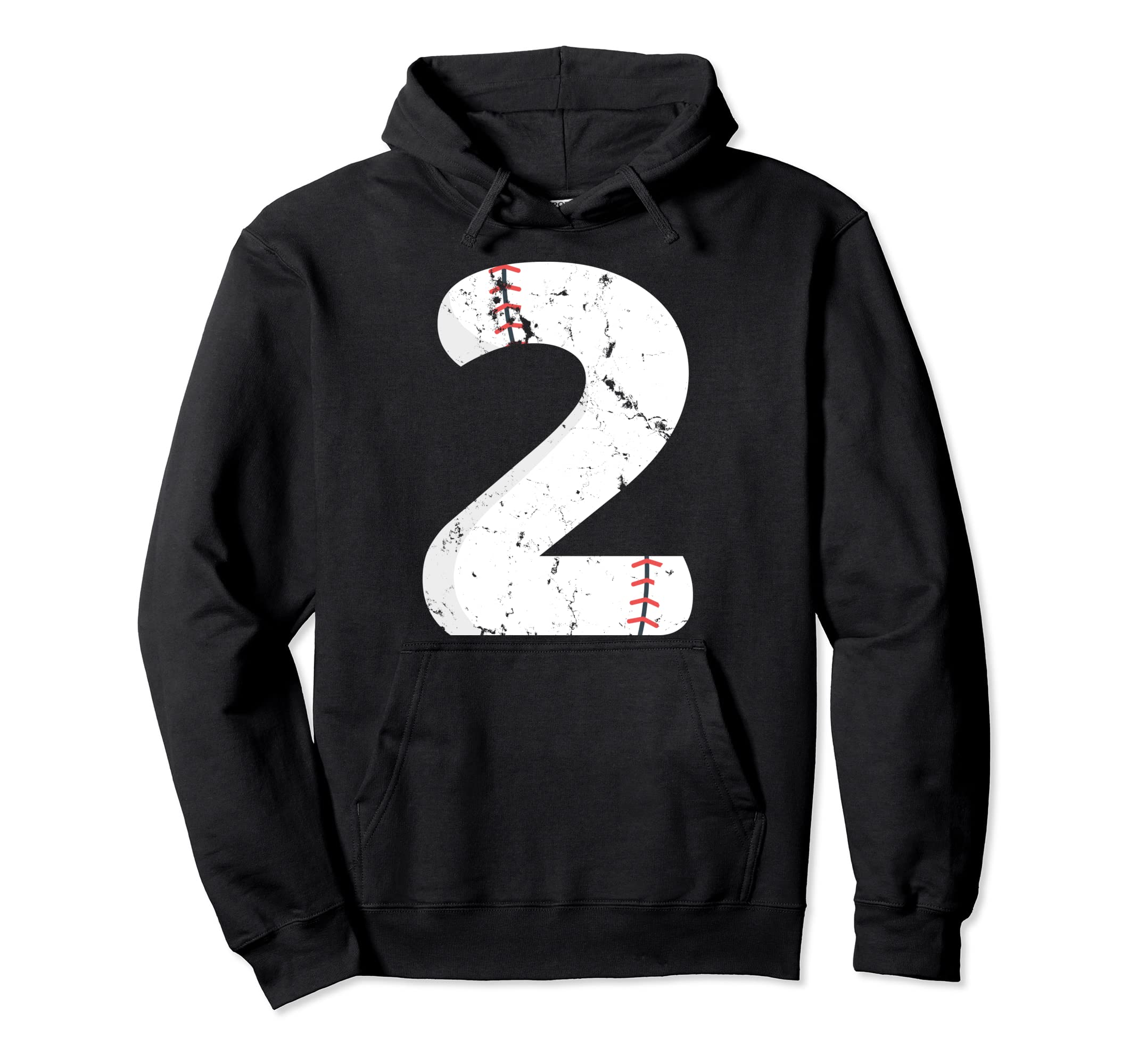 Number 2 Baseball Distressed Team Hoodie - Graphic Print for Adults - T-Shirt, Sweatshirt, Hoodie
