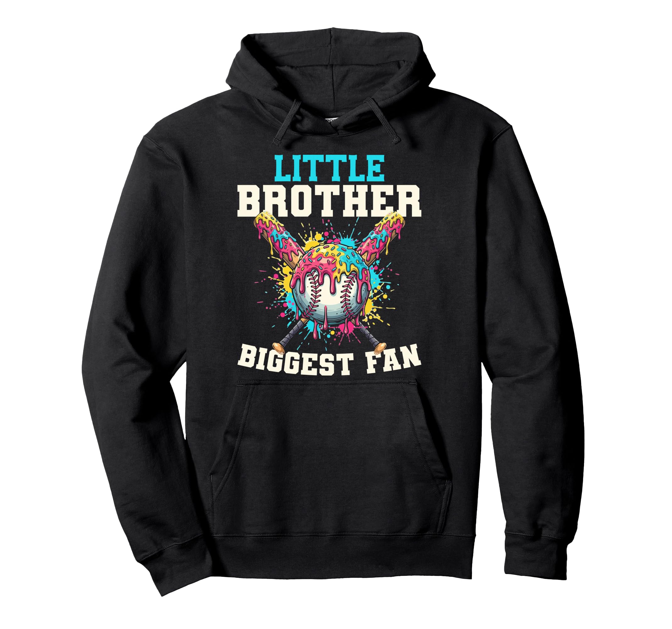 Little Brother Biggest Fan Baseball Hoodie - Trendy Graphic Men Women - T-Shirt, Sweatshirt, Hoodie