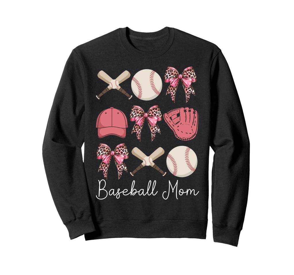 Baseball Mama Coquette Bow Baseball Sweatshirt - Graphic Print for Adults - T-Shirt, Sweatshirt, Hoodie