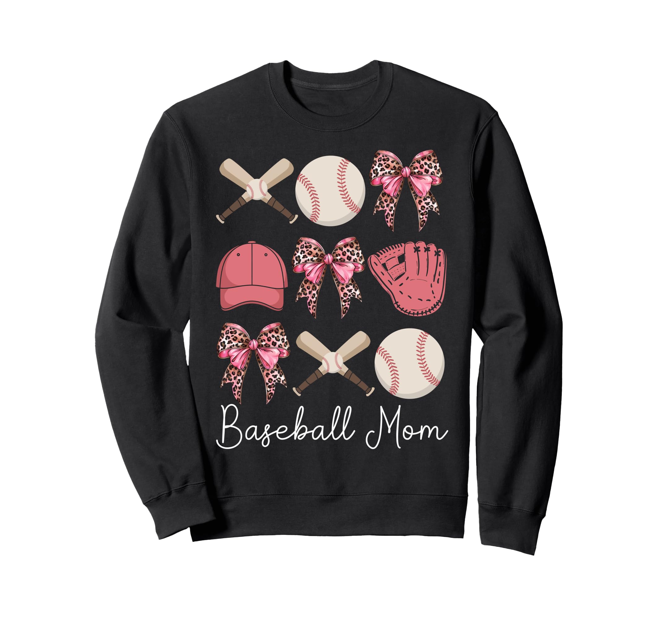 Baseball Mama Coquette Bow Baseball Sweatshirt - Graphic Print for Adults - T-Shirt, Sweatshirt, Hoodie