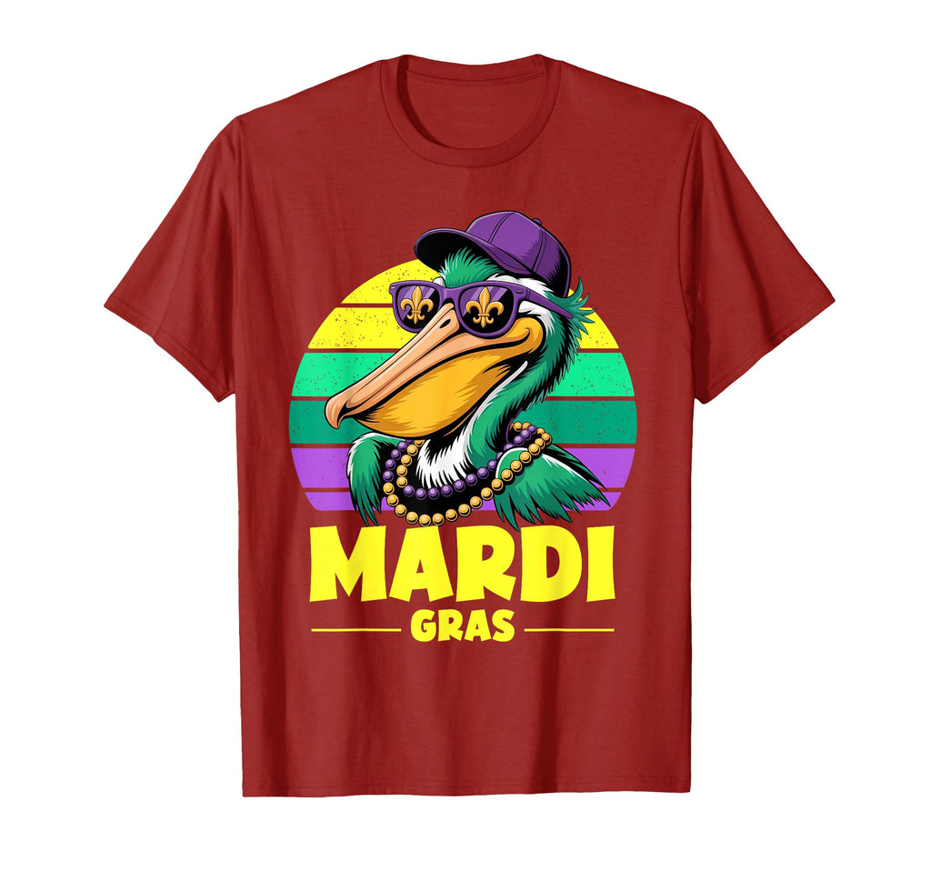 Mardi Gras Pelican Sunset Party Art T-Shirt - Streetwear Style Men Women - T-Shirt, Sweatshirt, Hoodie
