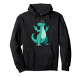 T Rex Dinosaur Double Rock Signs Punk Hoodie - Graphic Print for Adults - T-Shirt, Sweatshirt, Hoodie