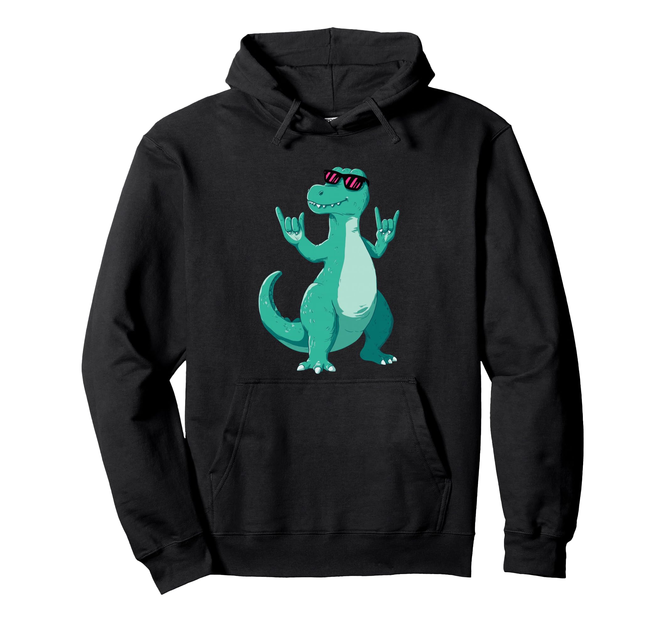 T Rex Dinosaur Double Rock Signs Punk Hoodie - Graphic Print for Adults - T-Shirt, Sweatshirt, Hoodie