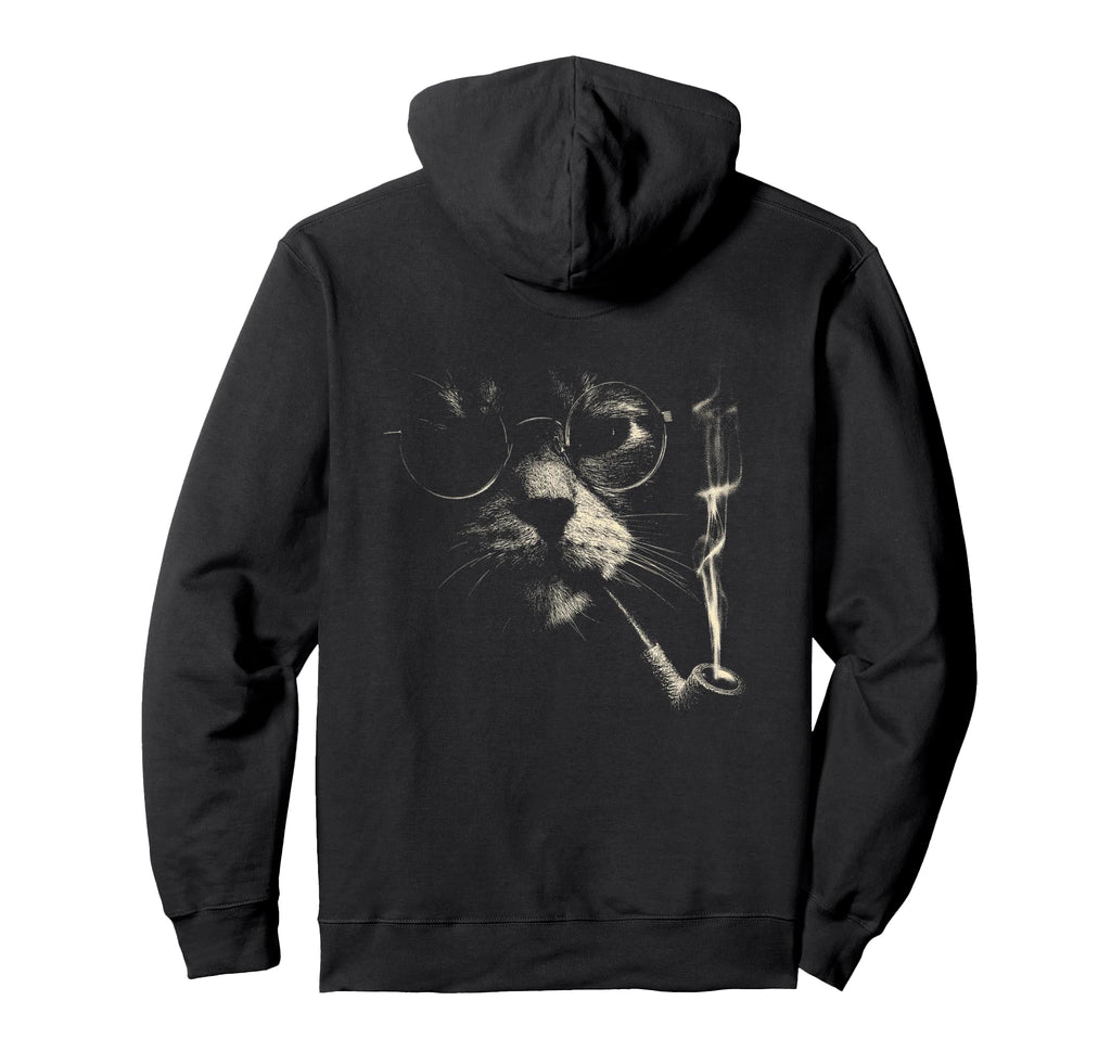 Cat Smoking Pipe Glasses Meme Grunge Hoodie - Custom Art Print for Adults - T-Shirt, Sweatshirt, Hoodie