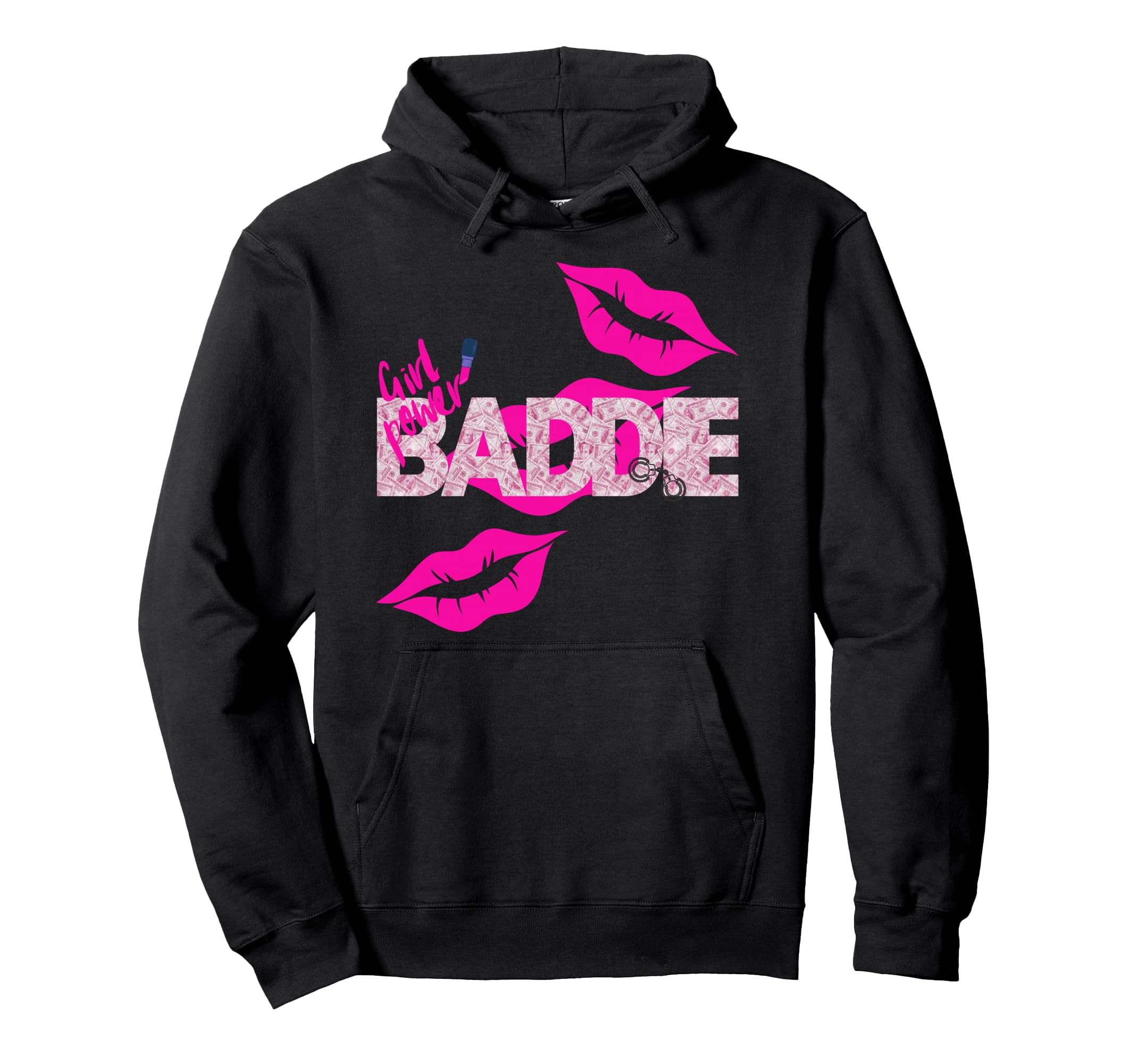 Pwr Baddie Lips Money Pattern Y2K Aesthetic Hoodie - Trendy Graphic Unisex - T-Shirt, Sweatshirt, Hoodie