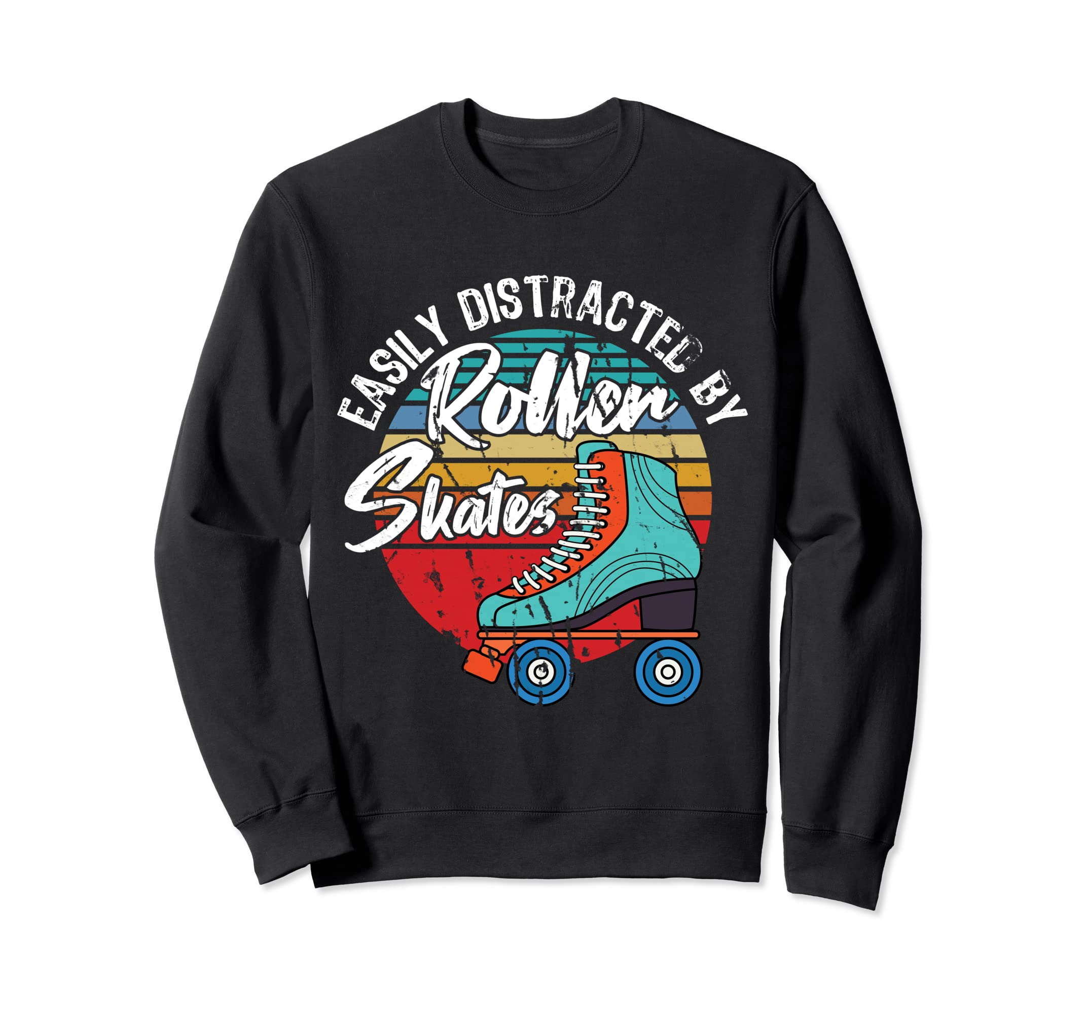 Easily Distracted Roller Skates 80S Sweatshirt - Minimalist Print Unisex - T-Shirt, Sweatshirt, Hoodie