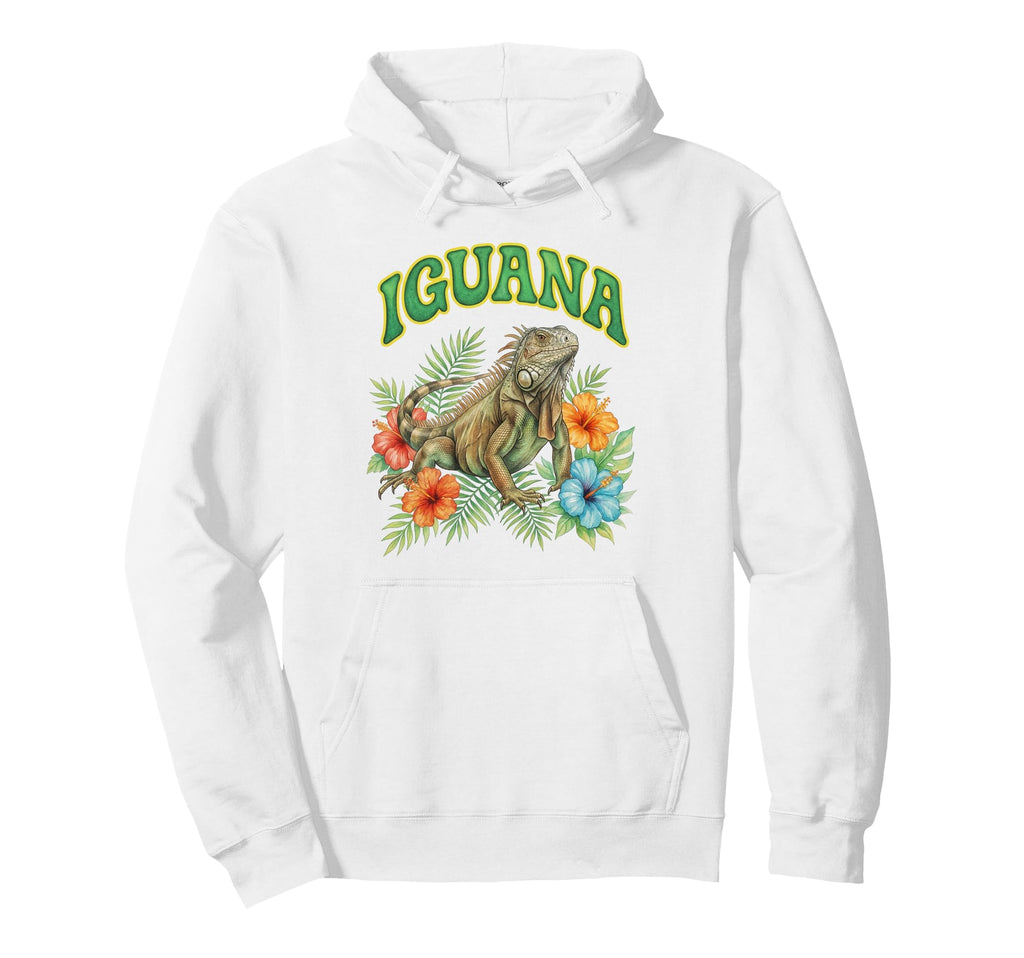 Iguana Groovy Floral Iguana Watercolor Hoodie - Graphic Print Men Women - T-Shirt, Sweatshirt, Hoodie