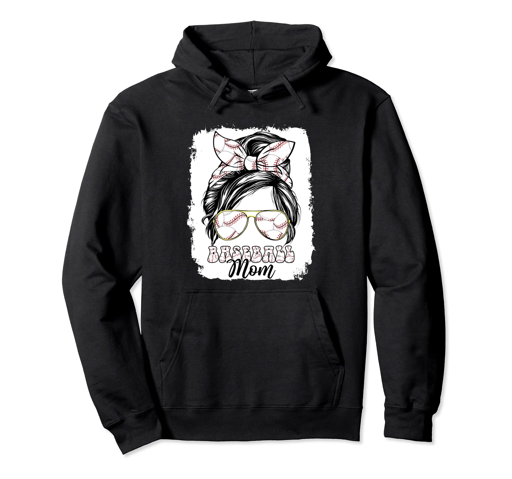 Womens Softball Baseball Mom Messy Bun Hoodie - Minimalist Print Unisex - T-Shirt, Sweatshirt, Hoodie