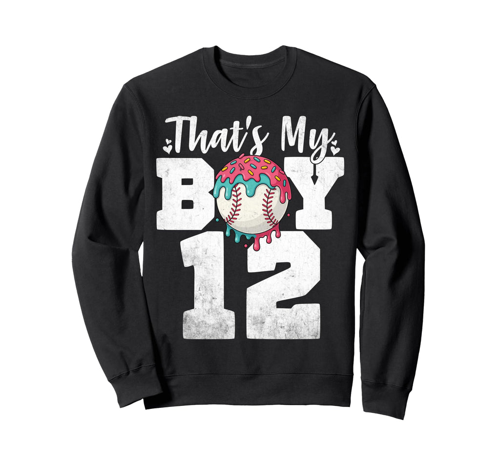 Thats My Baseball 12 Number Mom Sweatshirt - Fun Novelty Design for Adults - T-Shirt, Sweatshirt, Hoodie