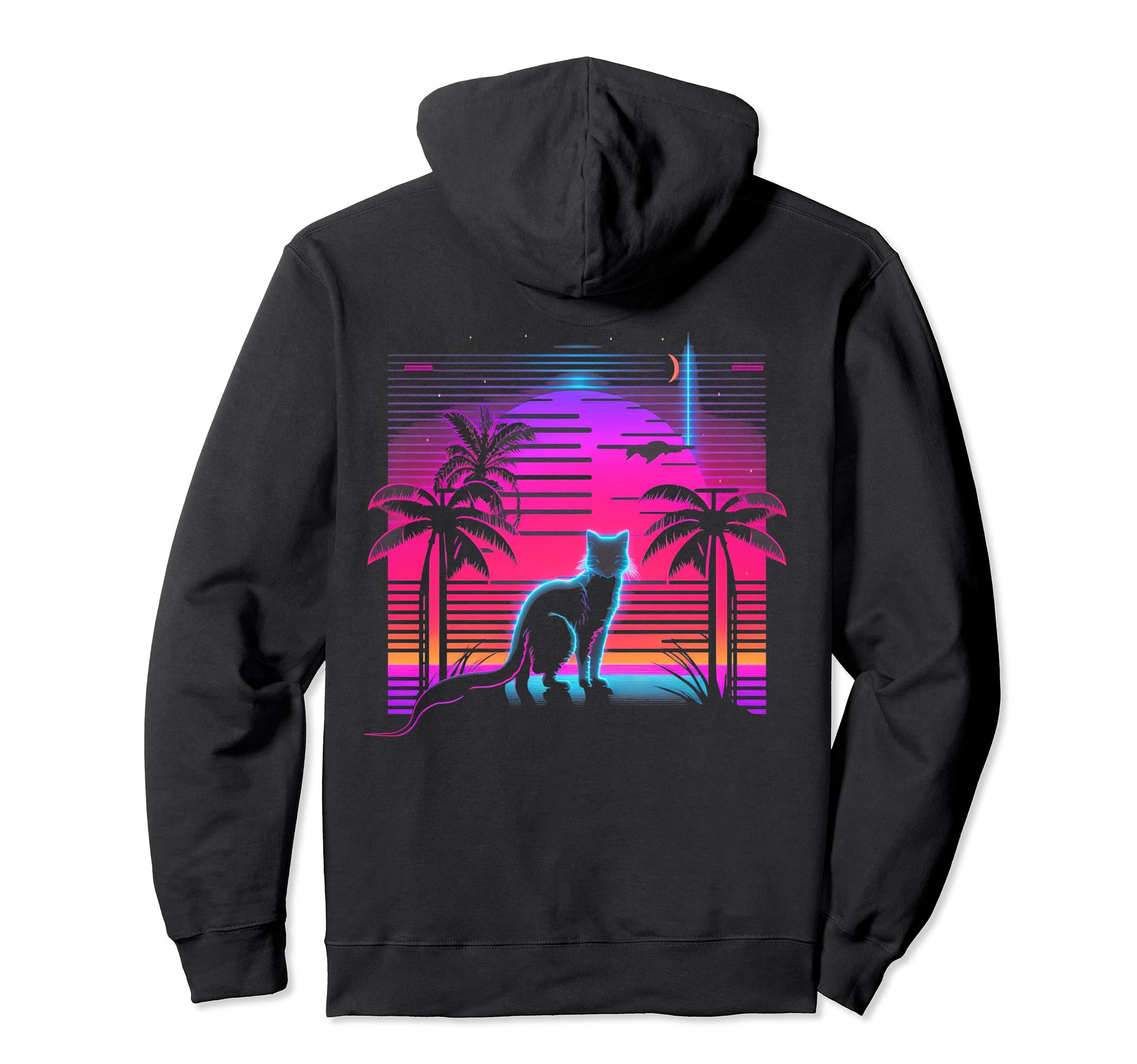 Cat Vaporwave Retrowave Aesthetic Hoodie - Custom Art Print Men Women - T-Shirt, Sweatshirt, Hoodie