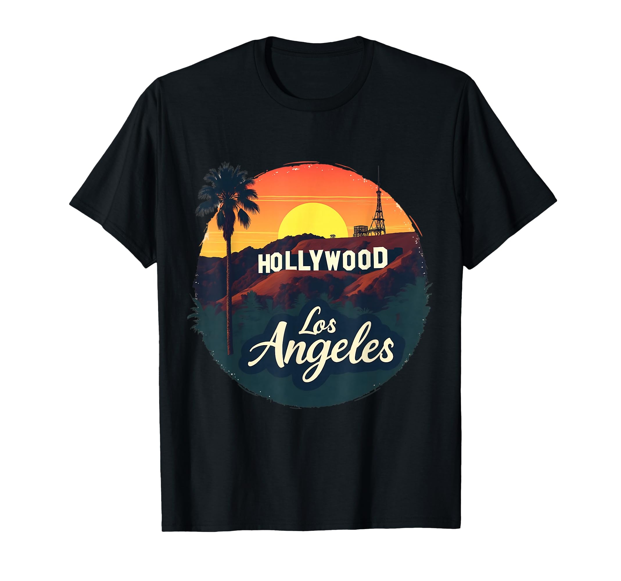 Hollywood Sign Los Angeles Souvenir Sunset T-Shirt - Graphic Print Unisex - T-Shirt, Sweatshirt, Hoodie