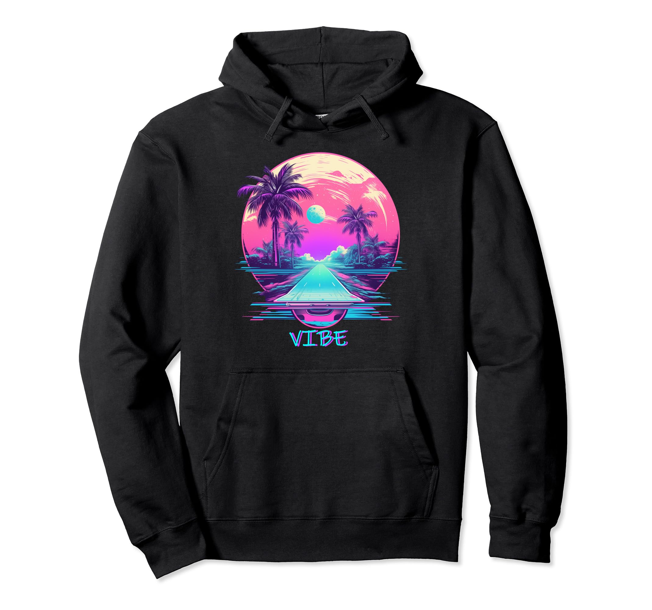 Vaporwave Vibe Landscape Aesthetic Art Hoodie - Custom Art Print Unisex - T-Shirt, Sweatshirt, Hoodie