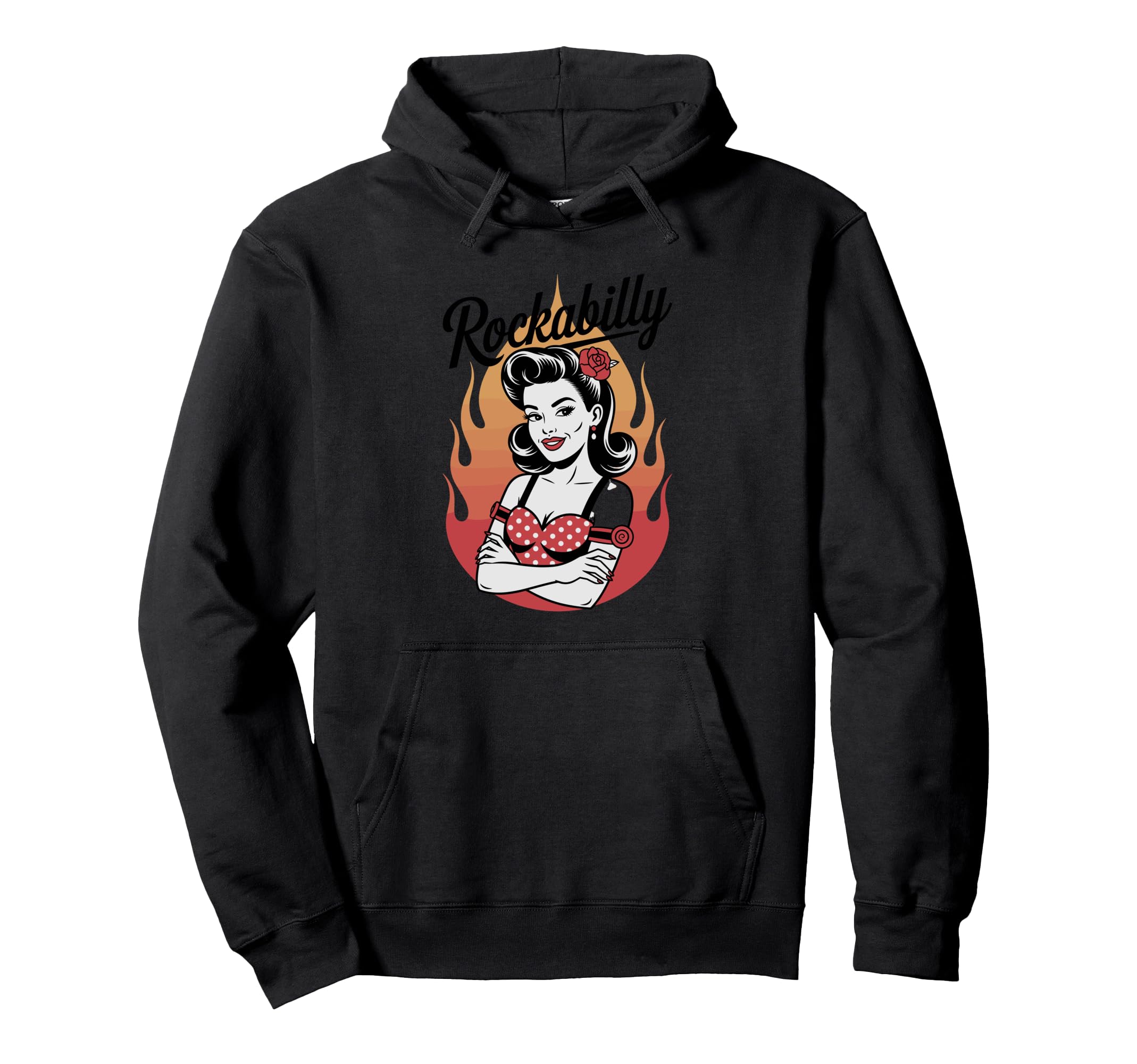 Rockabilly Pin Up Flames Vibe Hoodie - Novelty Apparel Unisex - T-Shirt, Sweatshirt, Hoodie