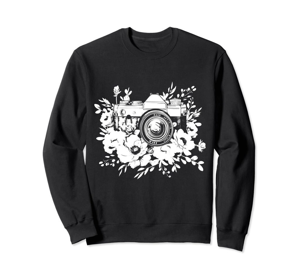 Photographer Camera Flowers Sweatshirt - Streetwear Style for Adults - T-Shirt, Sweatshirt, Hoodie
