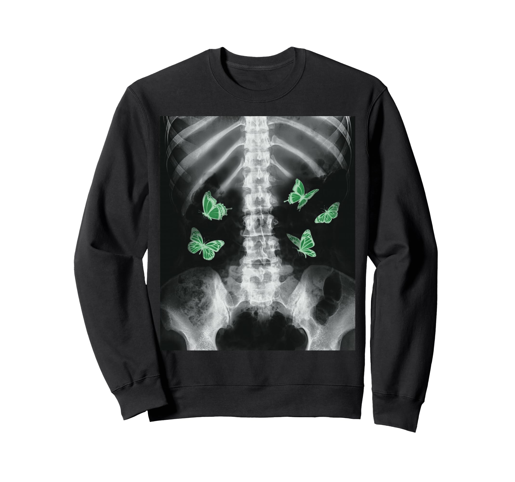 Egirl Xray Skeleton Green Butterfly Sweatshirt - Aesthetic Graphic Unisex - T-Shirt, Sweatshirt, Hoodie