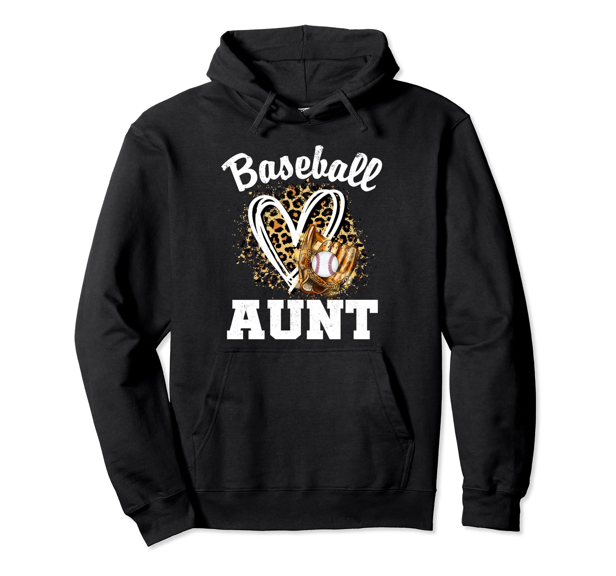 Baseball Aunt Leopard Heart Matching Hoodie - Casual Everyday Wear Unisex - T-Shirt, Sweatshirt, Hoodie