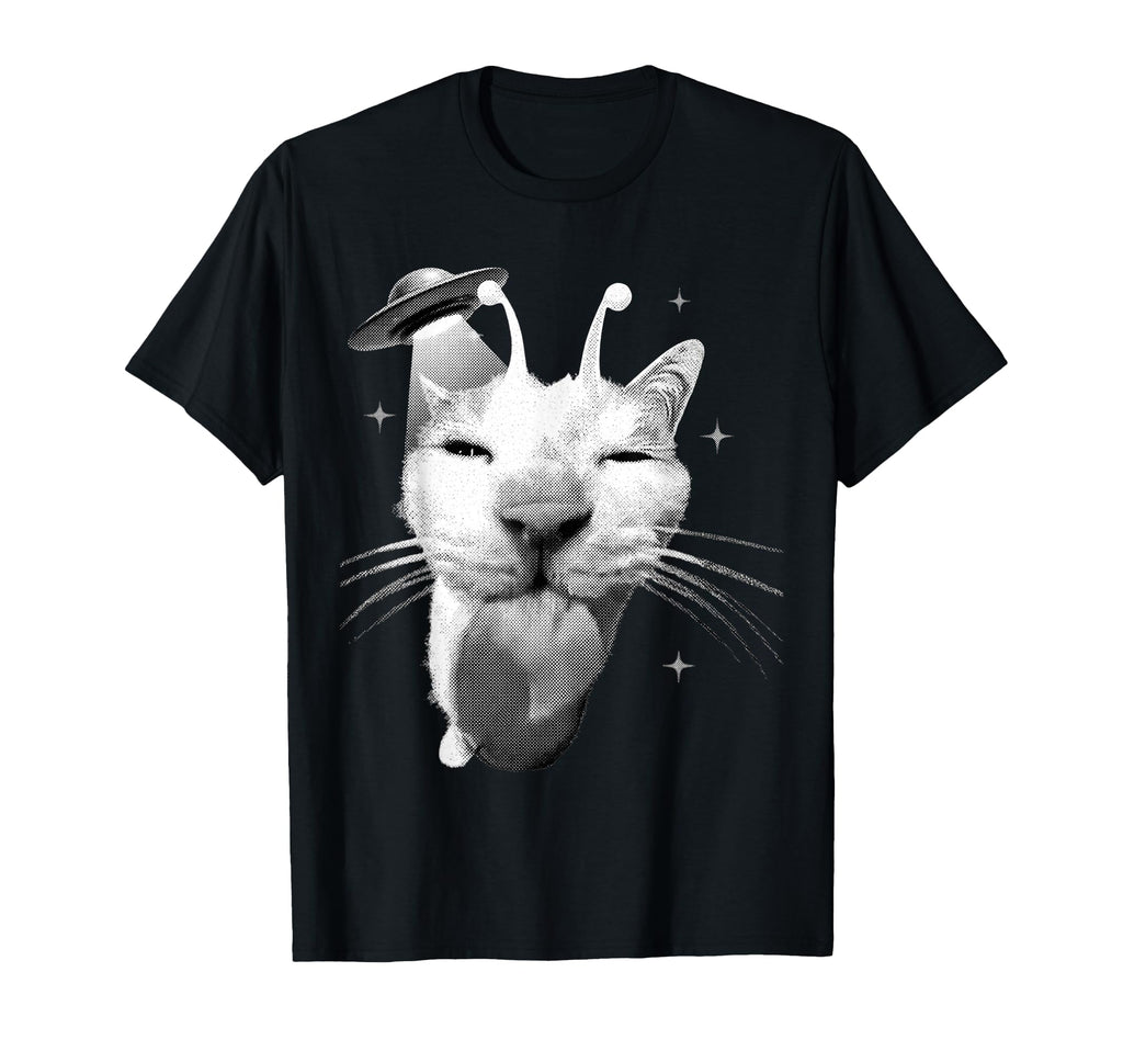 Y2K Alien Cat Meme Ufo Silly Cat T-Shirt - Fun Novelty Design for Adults - T-Shirt, Sweatshirt, Hoodie