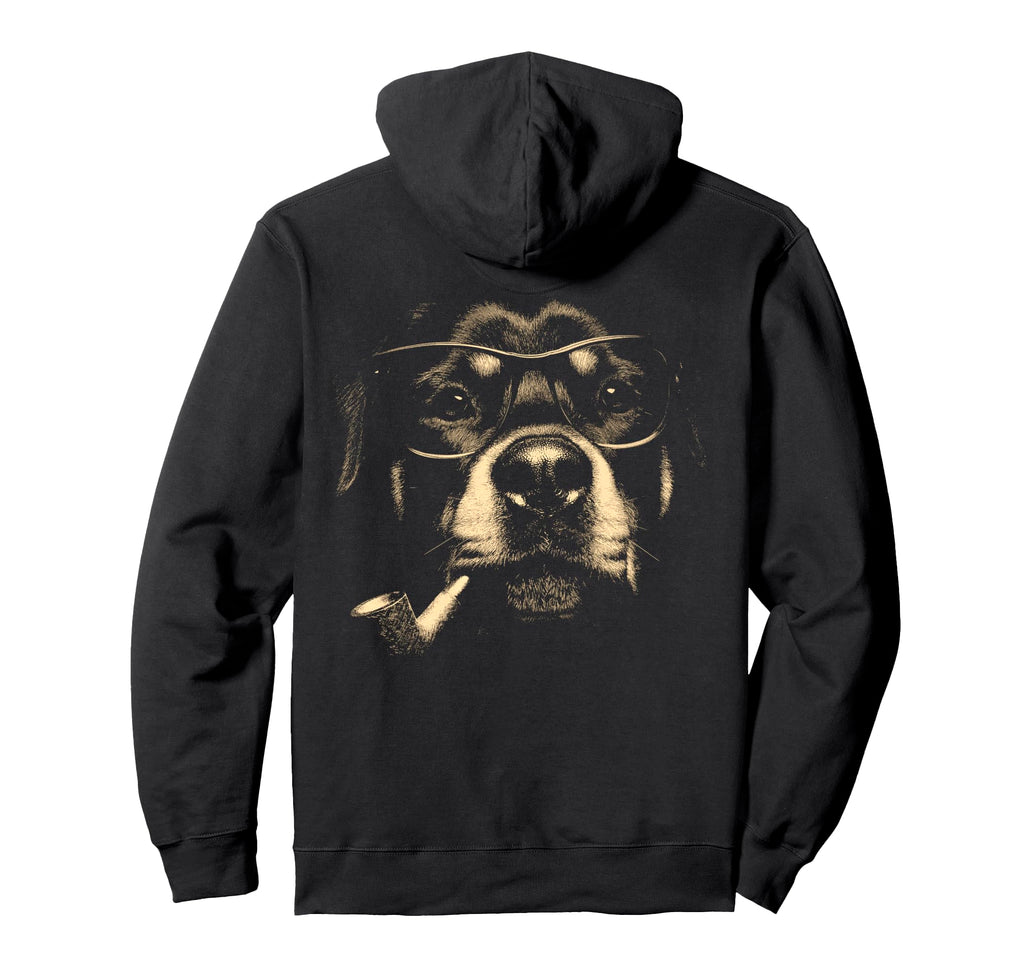 Rottweiler Glasses Smoking Pipe Grunge Meme Hoodie - Trendy Graphic Unisex - T-Shirt, Sweatshirt, Hoodie