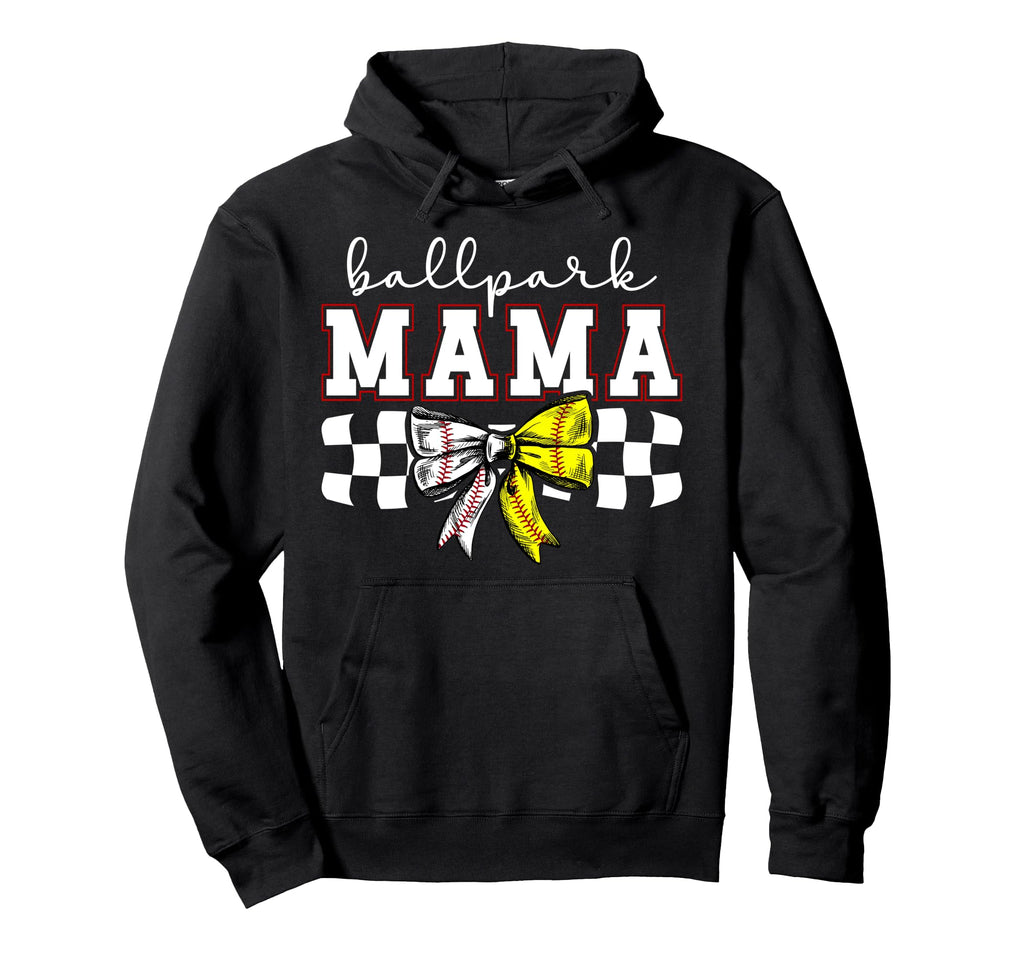 Ballpark Mama Coquette Softball Baseball Hoodie - Novelty Apparel Unisex - T-Shirt, Sweatshirt, Hoodie