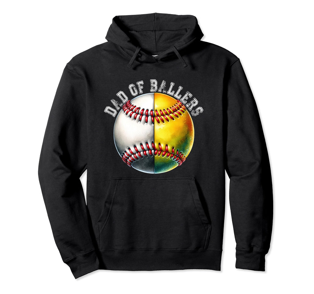 Dad Ballers Baseball Softball Hoodie - Fun Novelty Design for Adults - T-Shirt, Sweatshirt, Hoodie
