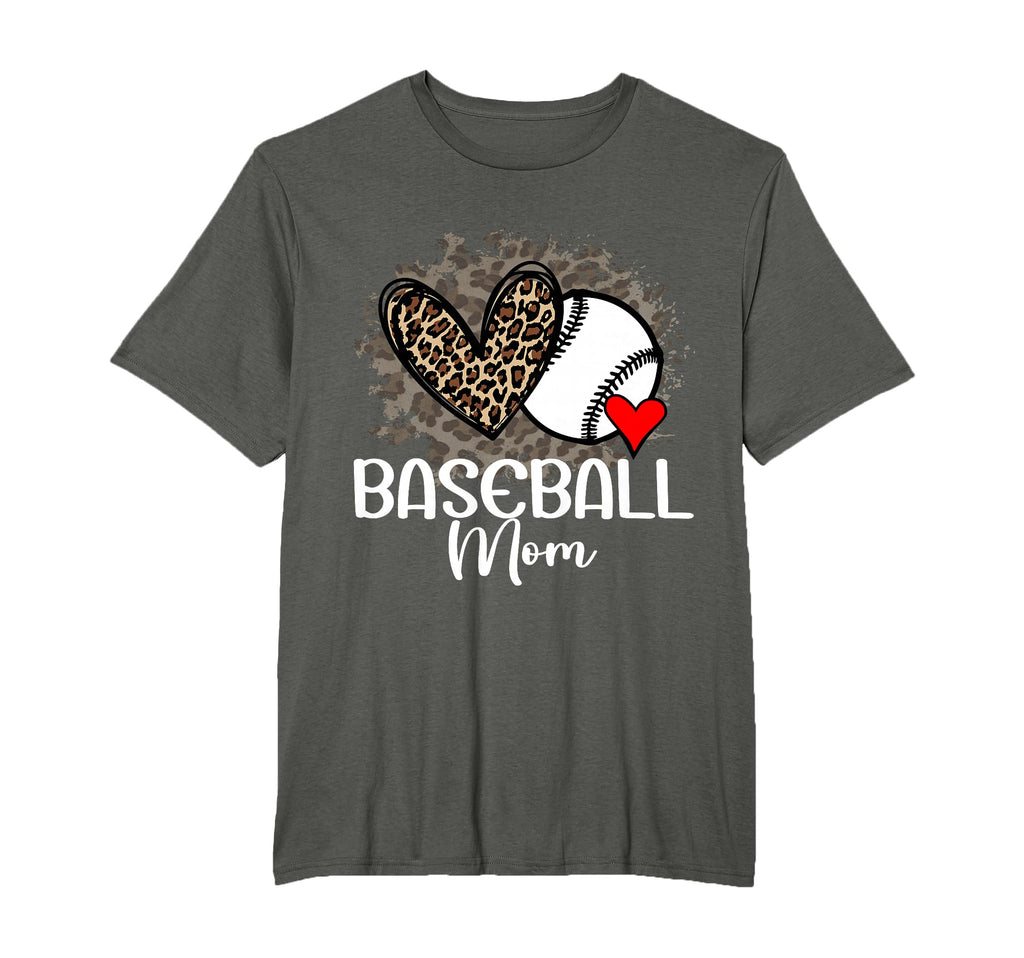 Baseball Mom Funny Leopard Heart Proud T-Shirt - Streetwear Style Unisex - T-Shirt, Sweatshirt, Hoodie