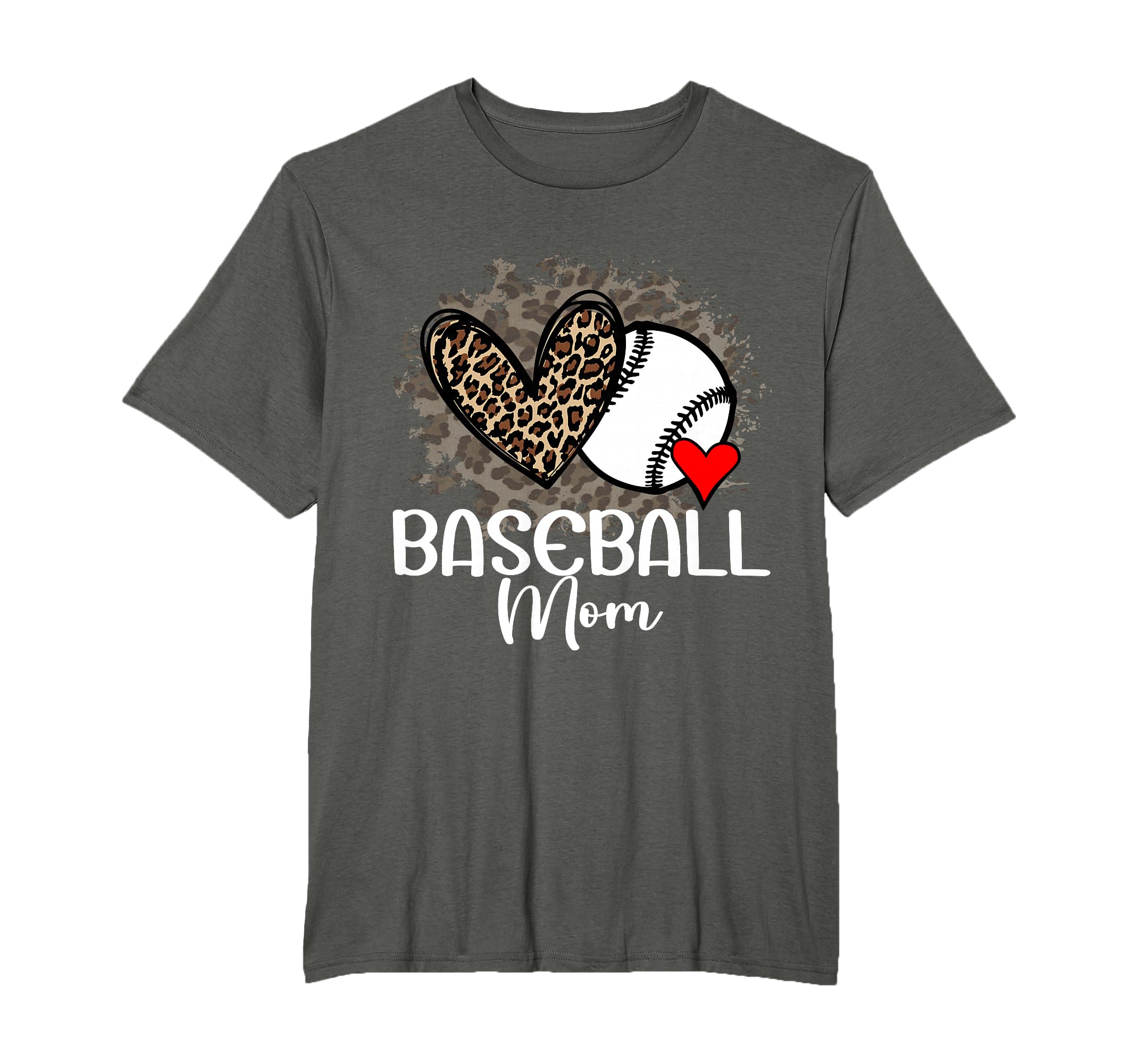 Baseball Mom Funny Leopard Heart Proud T-Shirt - Streetwear Style Unisex - T-Shirt, Sweatshirt, Hoodie