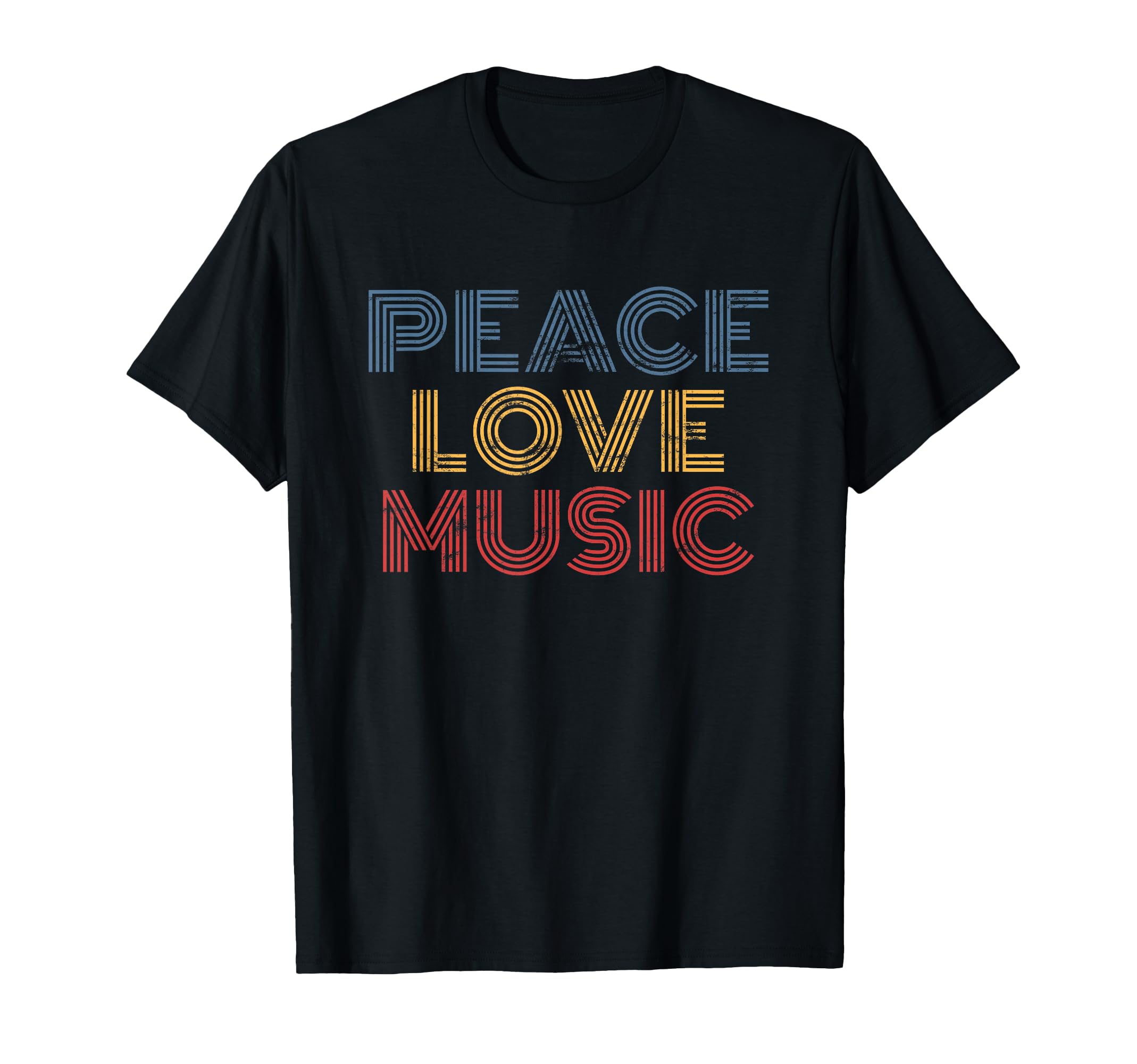 Peace Love Music Rainbow 70S Groovy T-Shirt - Minimalist Print Unisex - T-Shirt, Sweatshirt, Hoodie