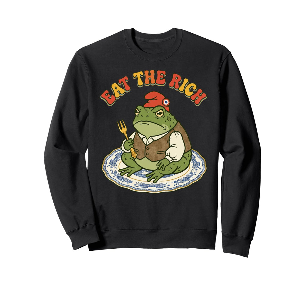 Eat Rich Grumpy Frog 70S Funny Sweatshirt - Graphic Print for Adults - T-Shirt, Sweatshirt, Hoodie