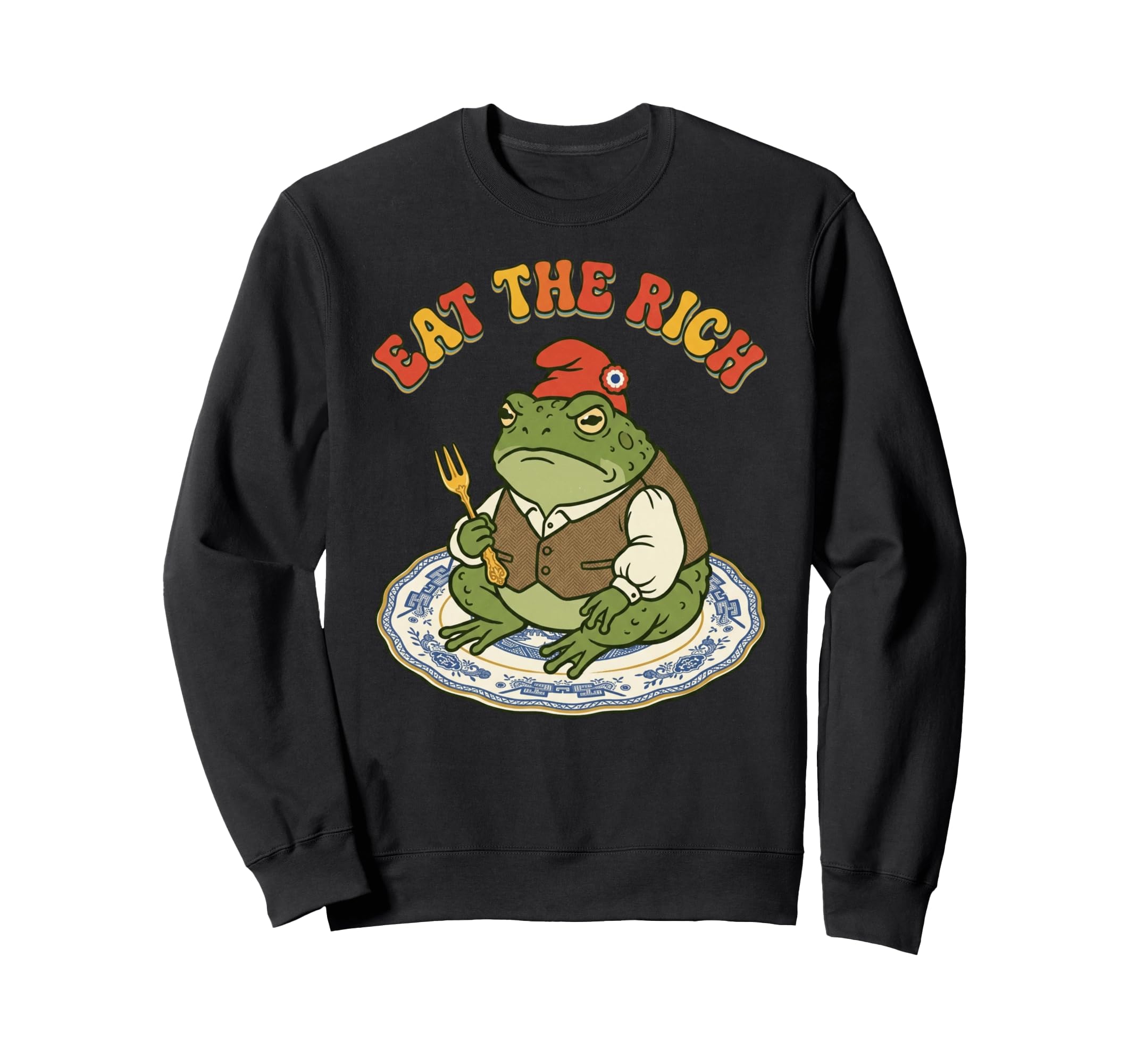 Eat Rich Grumpy Frog 70S Funny Sweatshirt - Graphic Print for Adults - T-Shirt, Sweatshirt, Hoodie