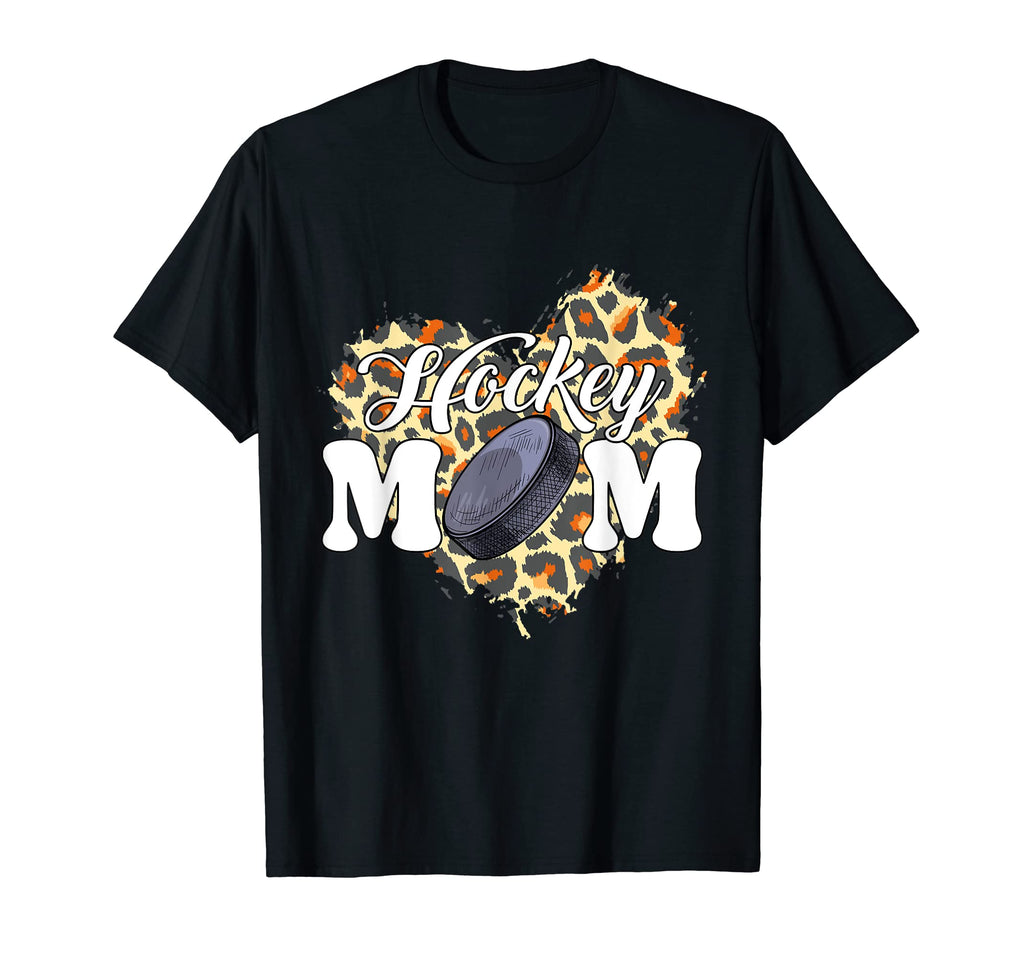 Hockey Mom Leopard Heart Game Day Cheer T-Shirt - Graphic Print Men Women - T-Shirt, Sweatshirt, Hoodie