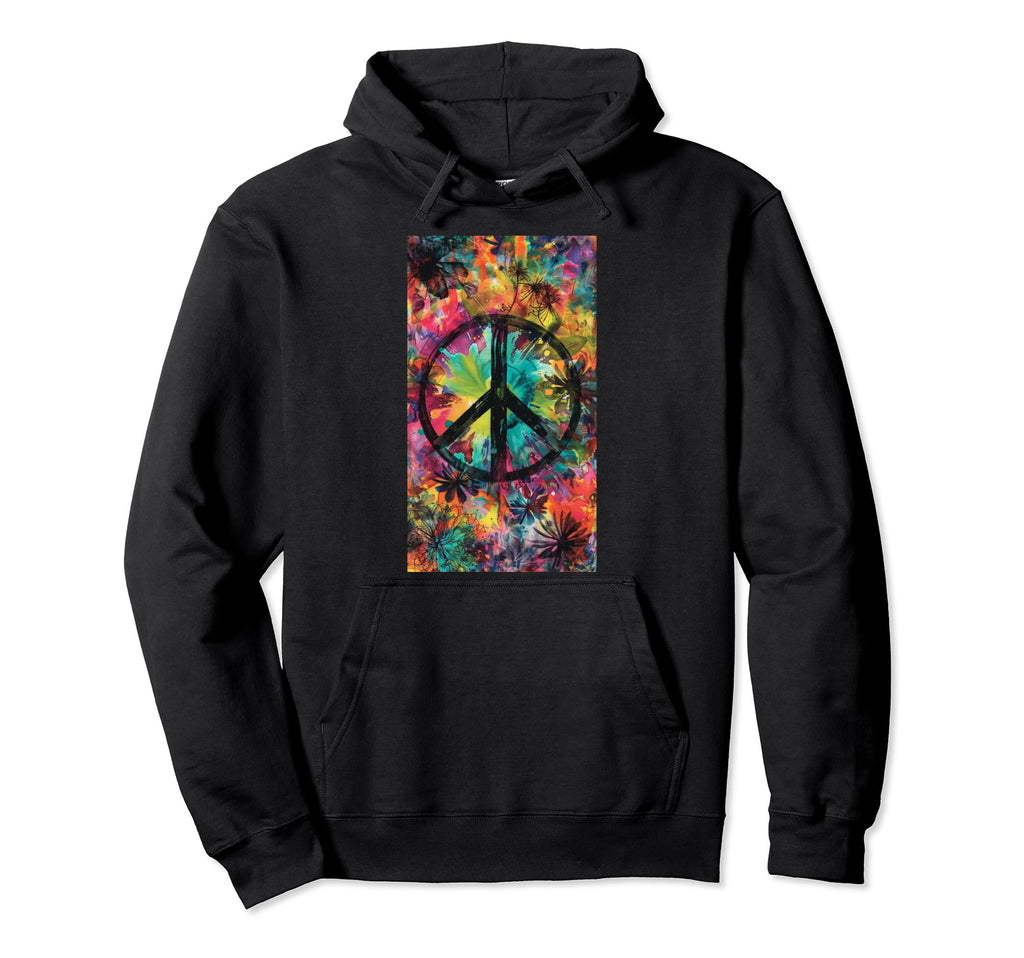 Tie Dye Bold Peace Symbol Colorful Tie Hoodie - Minimalist Print Men Women - T-Shirt, Sweatshirt, Hoodie