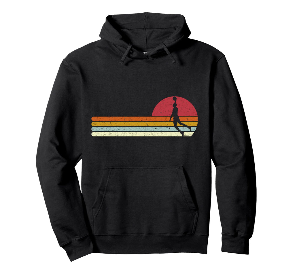 Basketball Sunset Distressed Hoodie - Trendy Graphic Unisex - T-Shirt, Sweatshirt, Hoodie