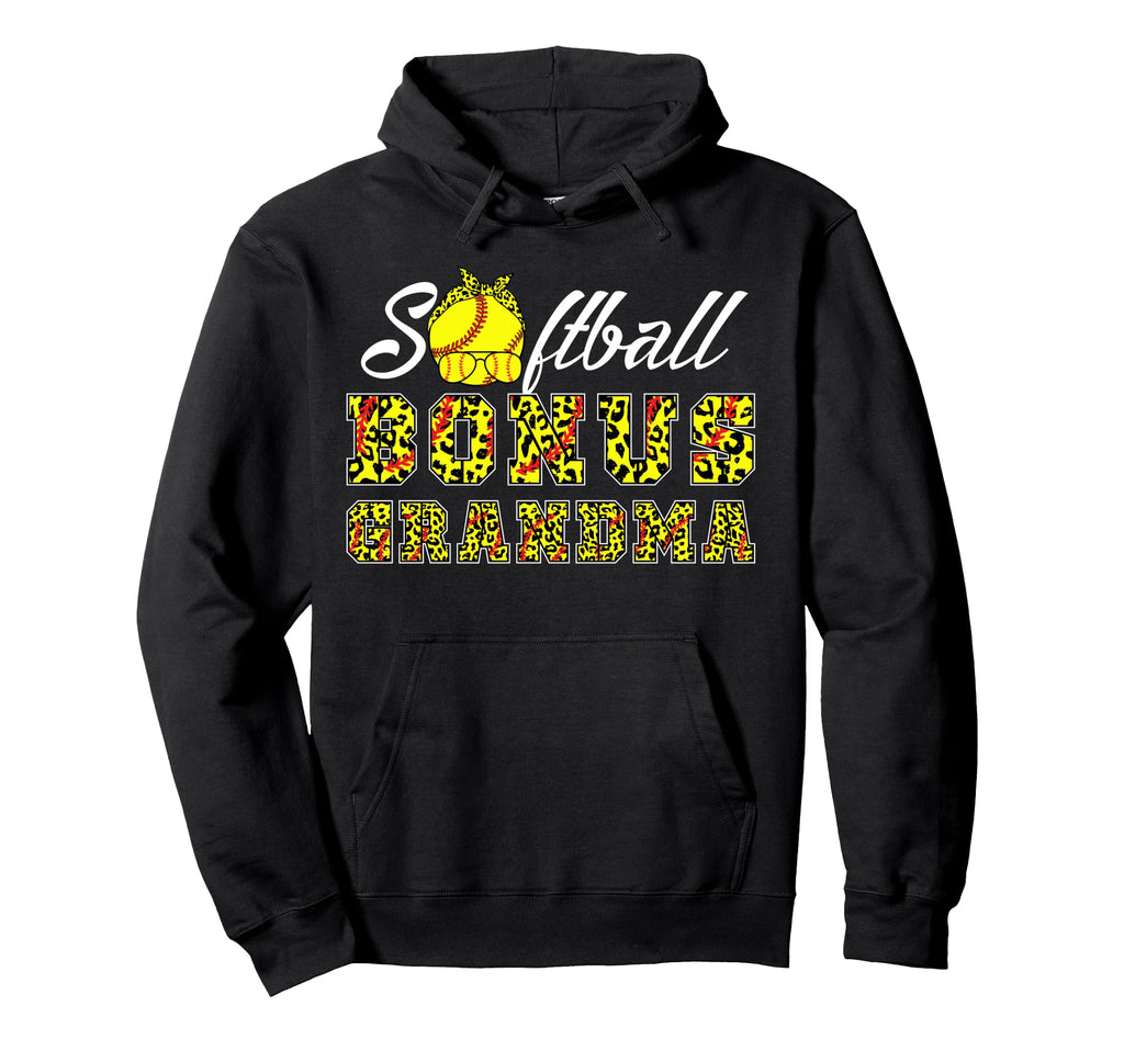 Softball Bonus Grandma Leopard Hoodie - Casual Everyday Wear Men Women - T-Shirt, Sweatshirt, Hoodie
