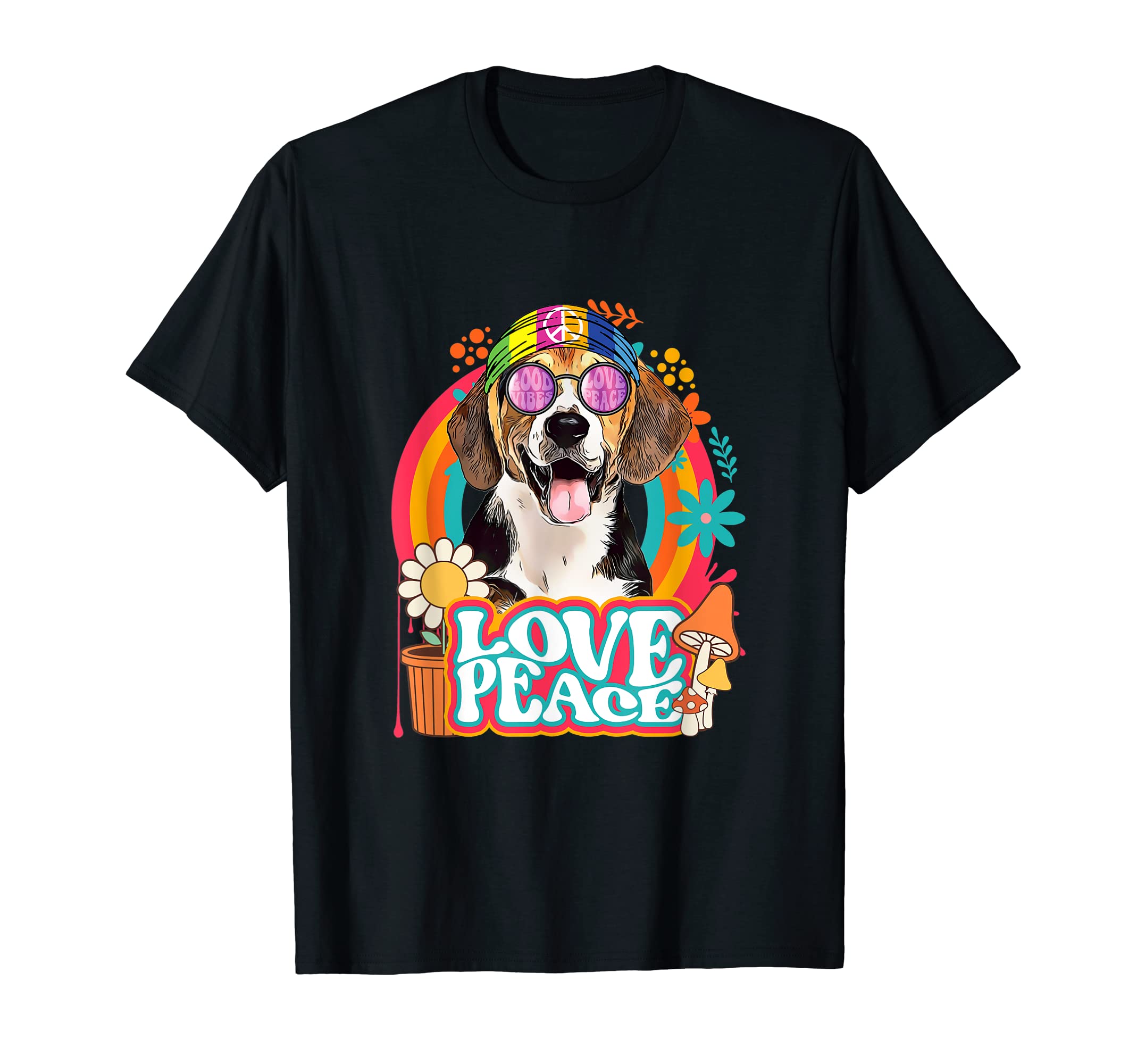 Hippie Beagle Dog 60S 70S Peace Sign Love T-Shirt - Streetwear Style Unisex - T-Shirt, Sweatshirt, Hoodie