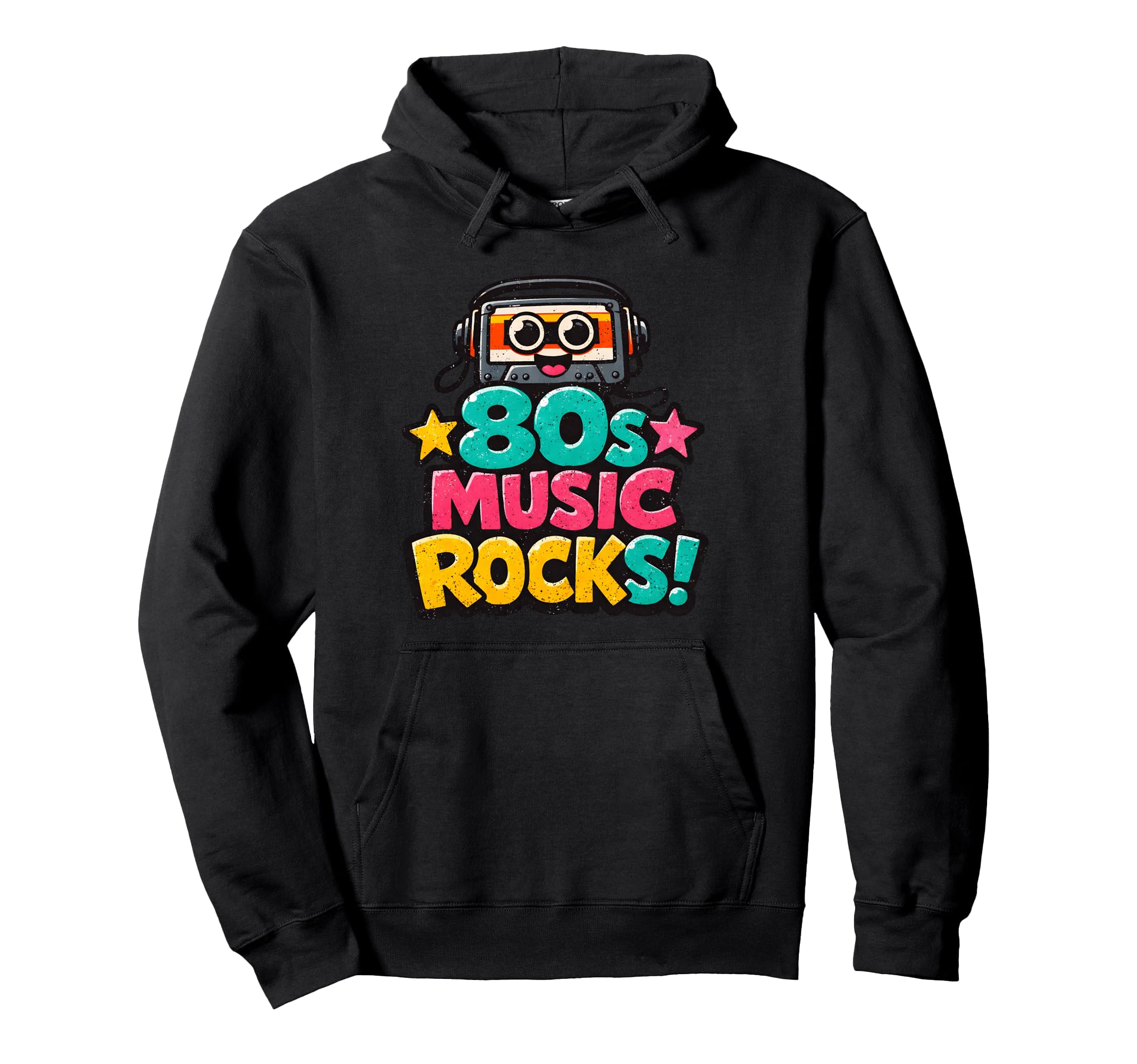 80S Music Rocks Cassette Tape Funny Hoodie - Fun Novelty Design for Adults - T-Shirt, Sweatshirt, Hoodie
