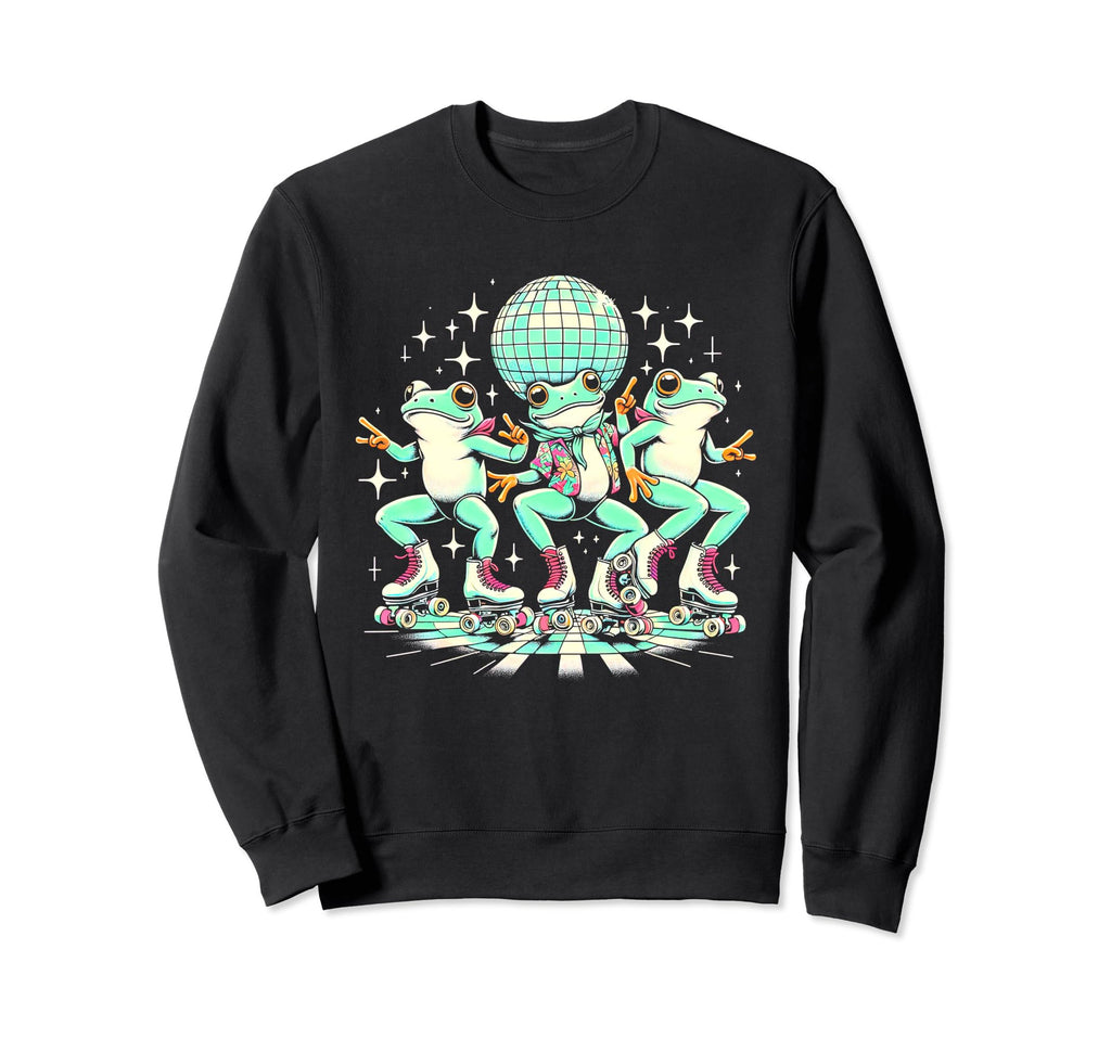 70S Groovy Hippie Frogs Disco Sweatshirt - Custom Art Print for Adults - T-Shirt, Sweatshirt, Hoodie