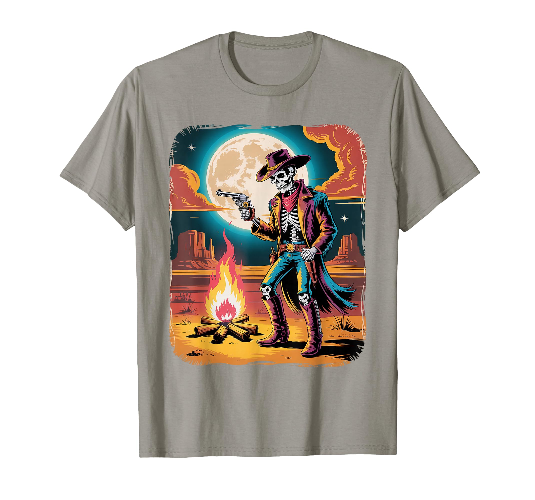 90S Airbrushed Skeleton Cowboy T-Shirt - Custom Art Print Unisex - T-Shirt, Sweatshirt, Hoodie