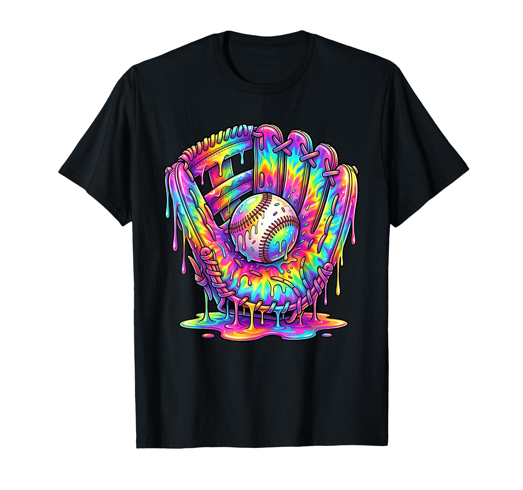 Tie Dye Baseball Drip Ice Cream Sprinkles T-Shirt - Novelty Apparel Unisex - T-Shirt, Sweatshirt, Hoodie