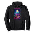 Stained Glass Vaporwave Japanese City Hoodie - Minimalist Print for Adults - T-Shirt, Sweatshirt, Hoodie