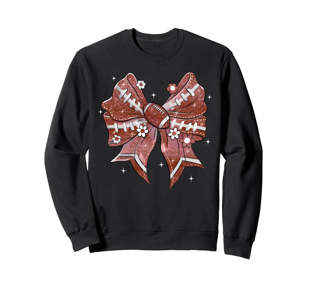 Coquette Bow Football Game Day Football Sweatshirt - Graphic Print Unisex - T-Shirt, Sweatshirt, Hoodie