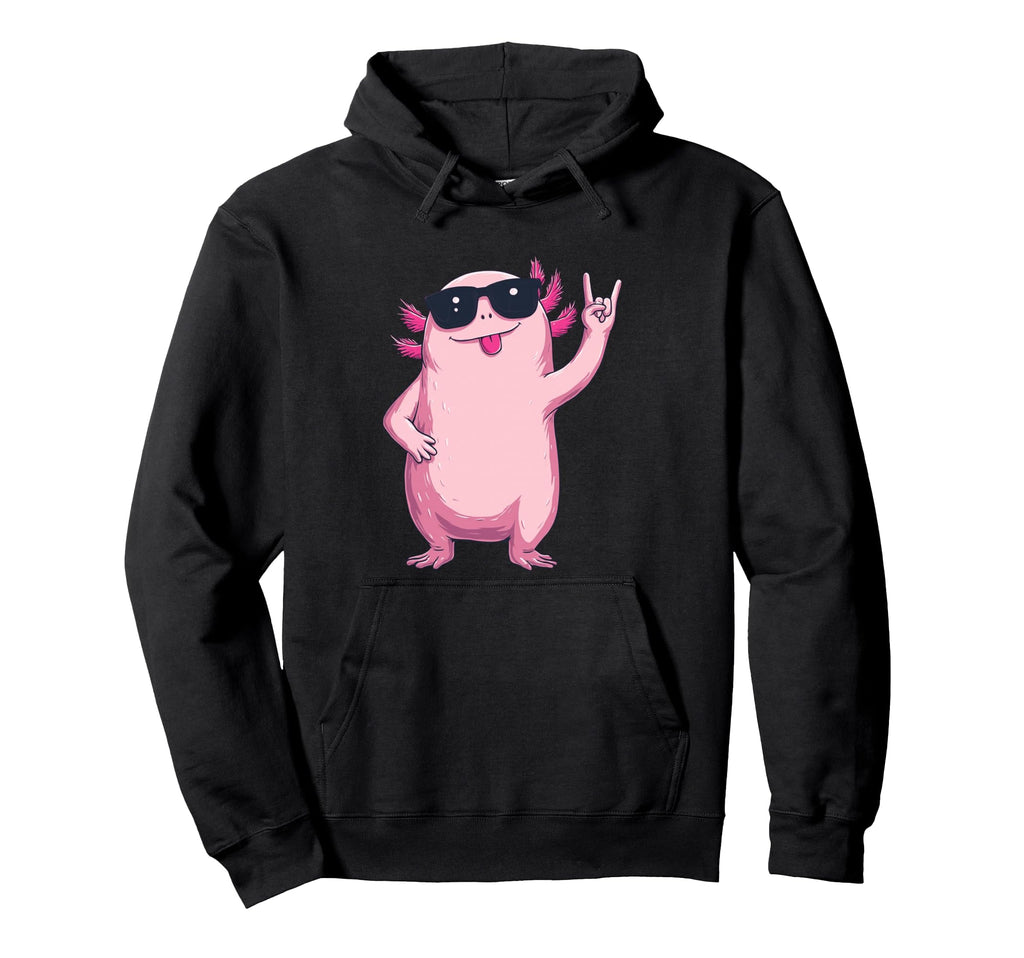 Funny Axolotl Animal Rock Hoodie - Unique Graphic Unisex - T-Shirt, Sweatshirt, Hoodie