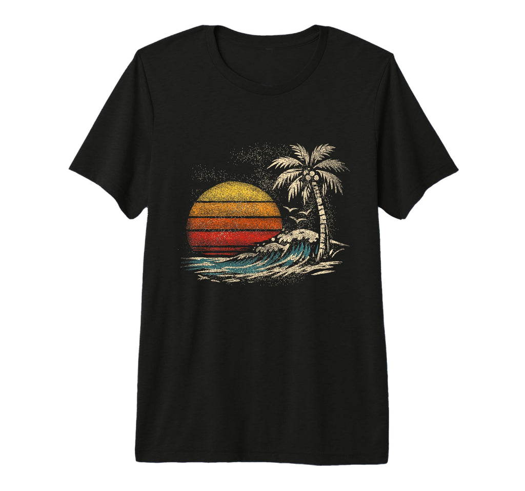 Sunset Palm Tree Beach Sea Summer T-Shirt - Casual Everyday Wear Men Women - T-Shirt, Sweatshirt, Hoodie