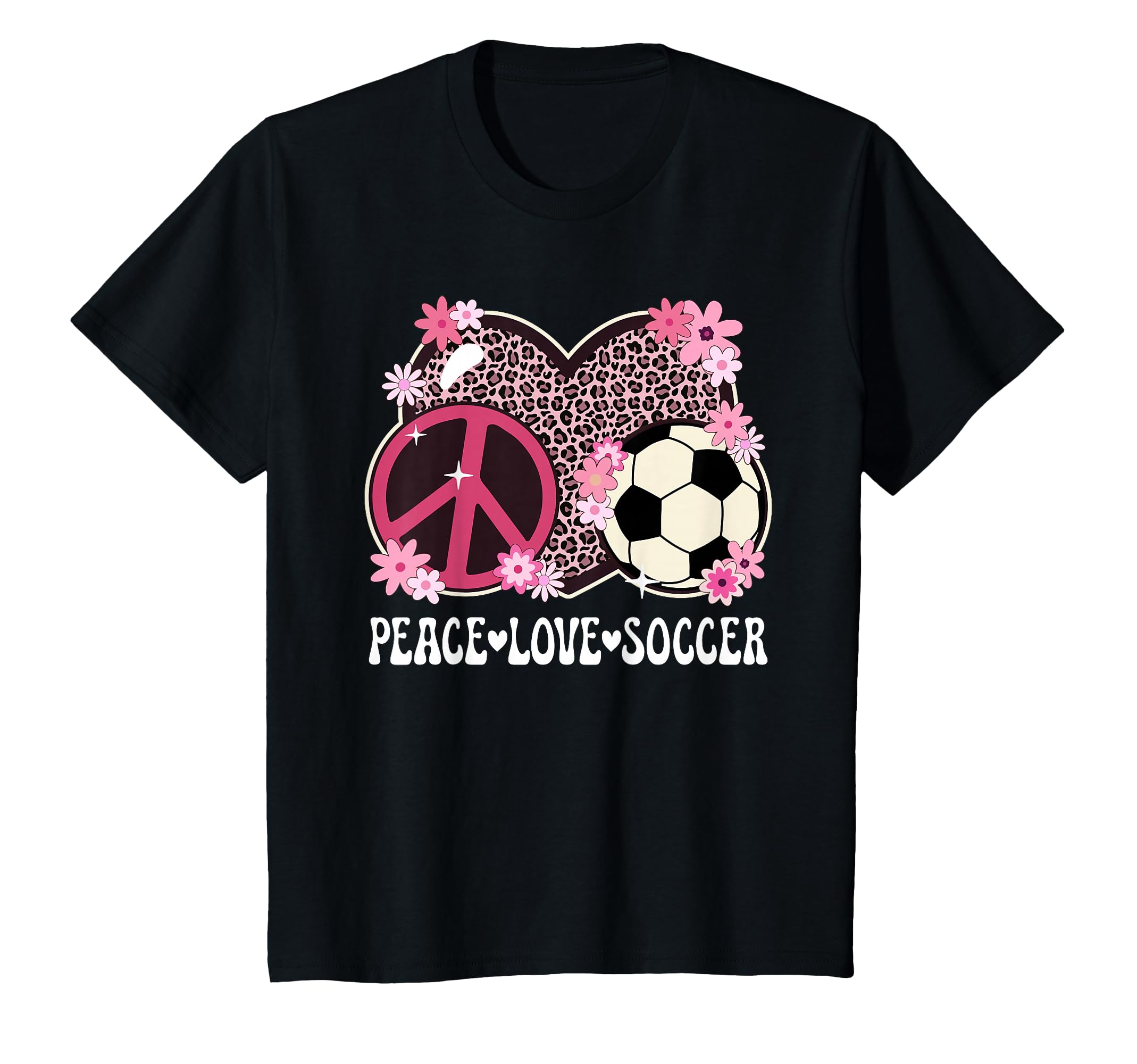 Peace Love Soccer Lover Leopard Soccer T-Shirt - Custom Art Print Men Women - T-Shirt, Sweatshirt, Hoodie