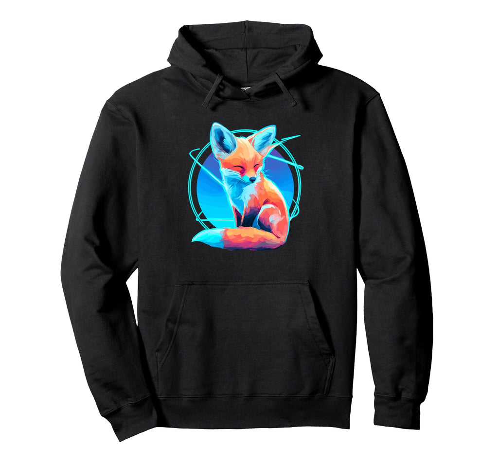 Cyber Fox Vaporwave Aesthetic Nightscape Hoodie - Trendy Graphic Unisex - T-Shirt, Sweatshirt, Hoodie