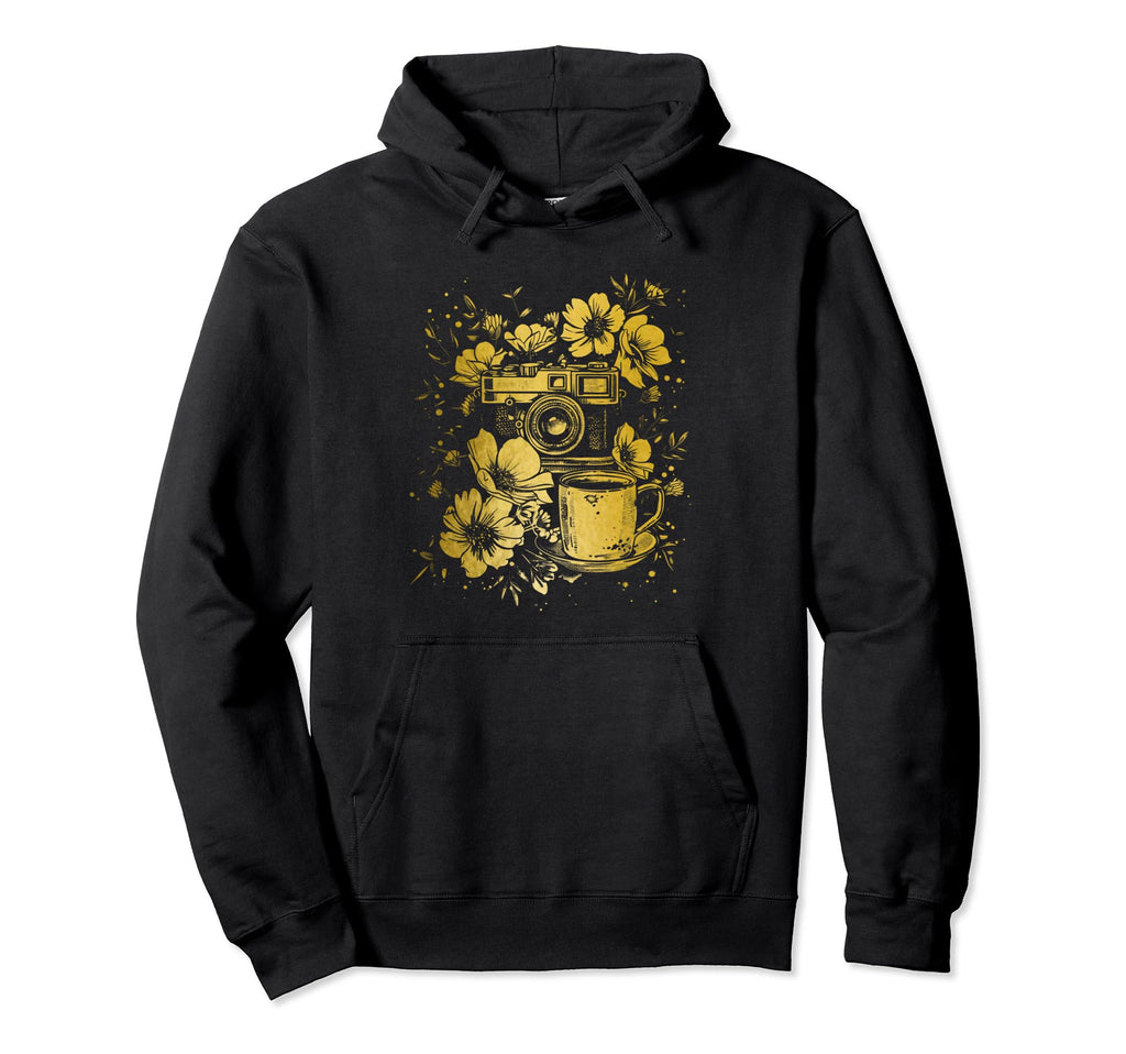 Photographer Coffee Camera Flowers Hoodie - Graphic Print Men Women - T-Shirt, Sweatshirt, Hoodie